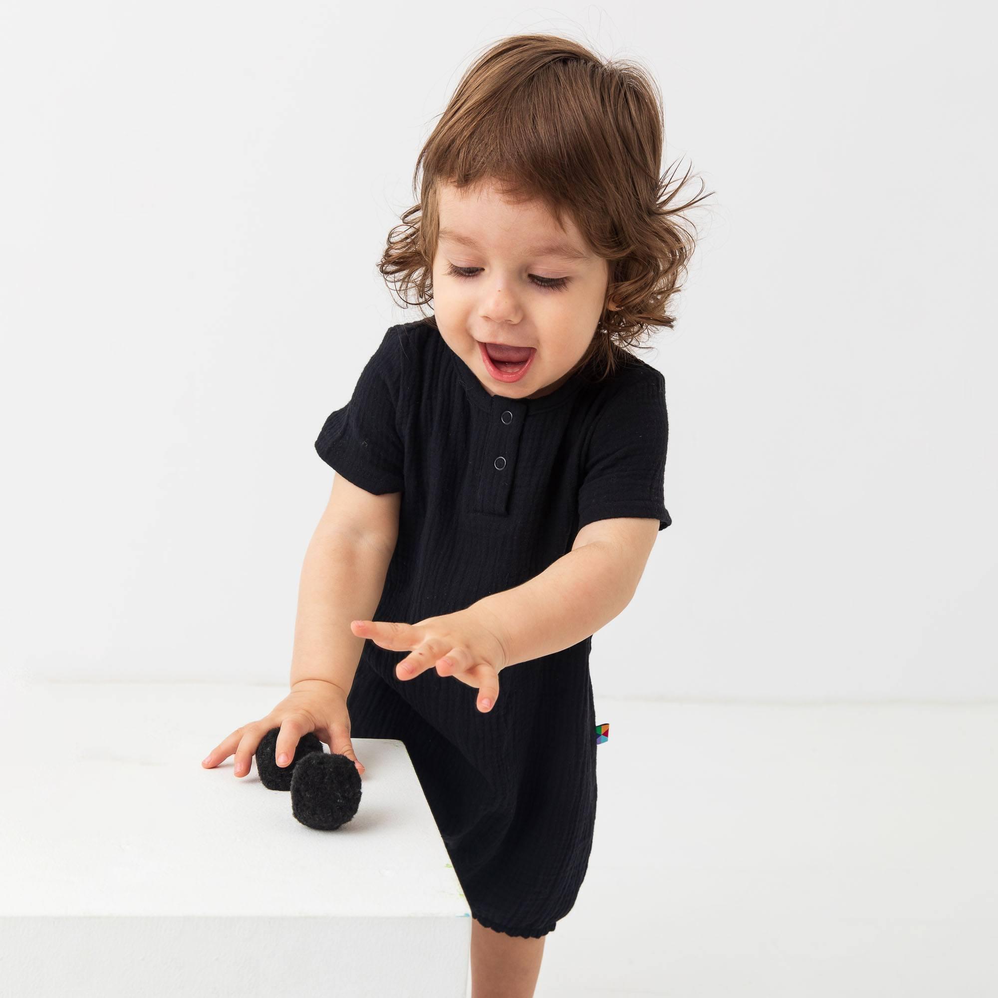 Black muslin romper Baby