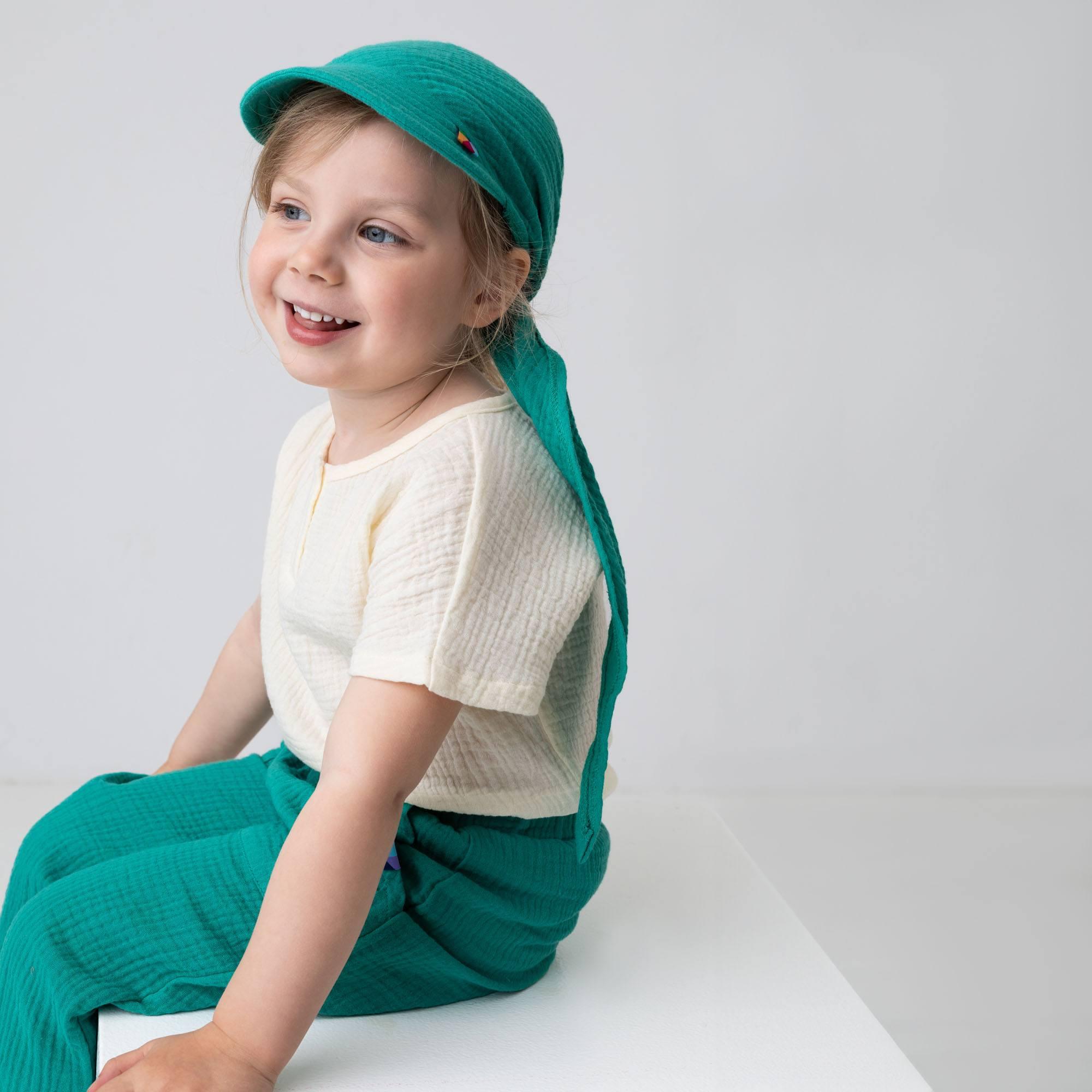 Turquoise muslin bandana hat