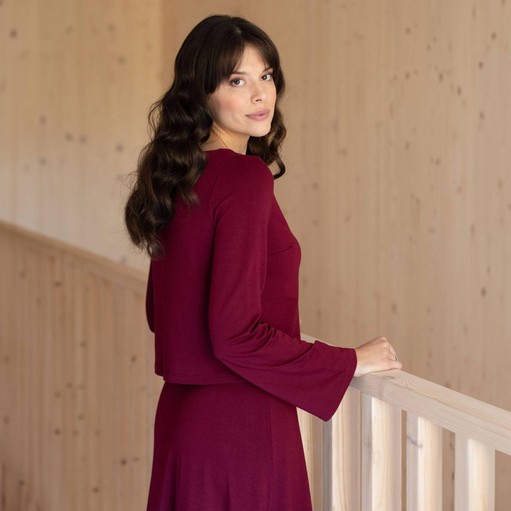 Burgundy cropped blouse Women