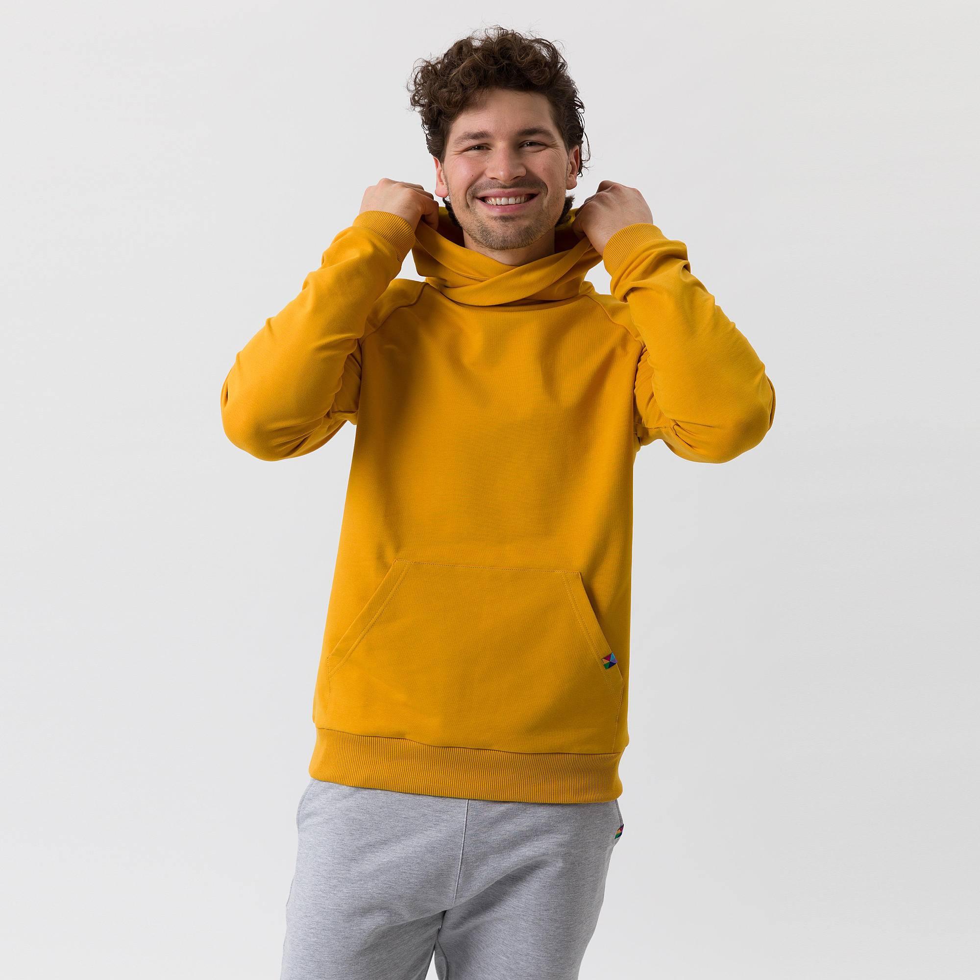 Mustard funnel neck pullover sweatshirt Men