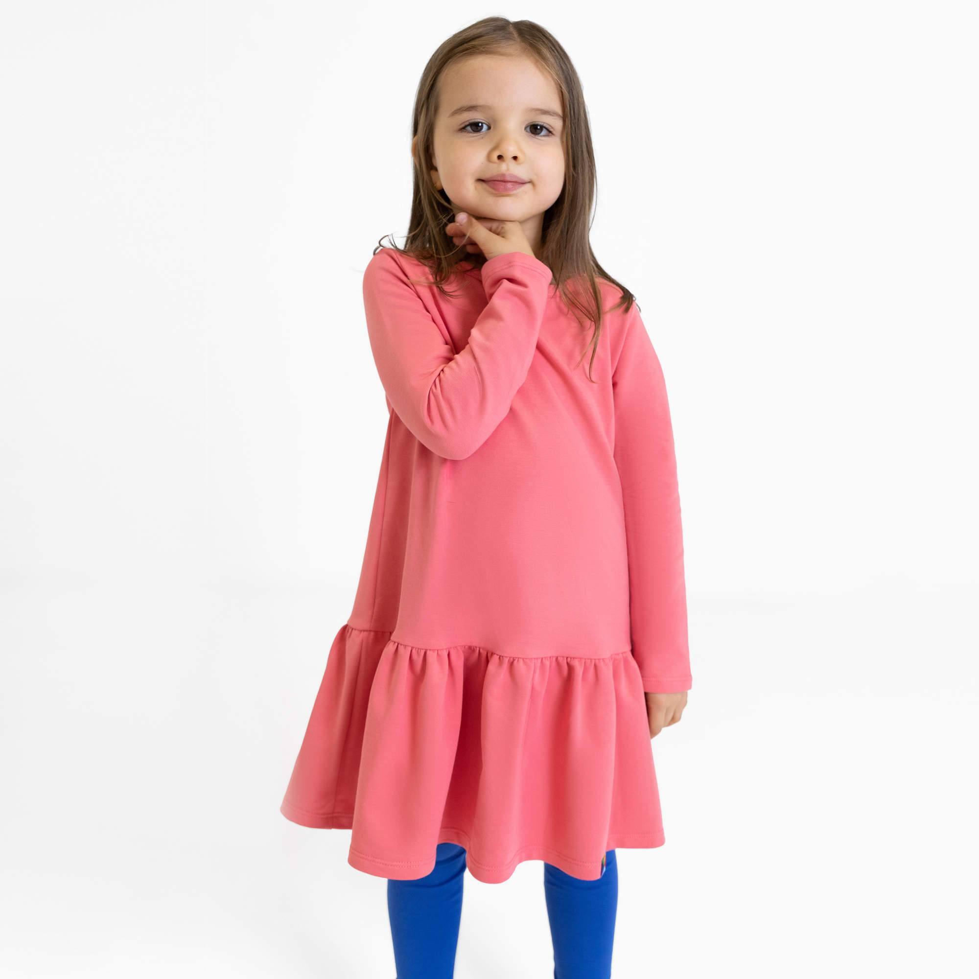 Coral flared sweatshirt dress