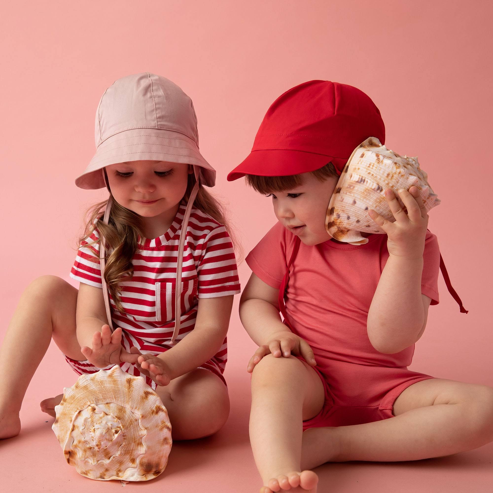 Pastel pink hat with drawstrings