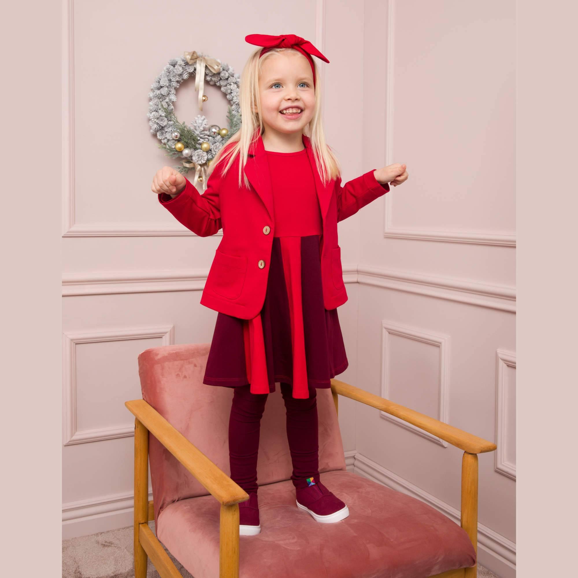 Red - burgundy two-tone frill dress