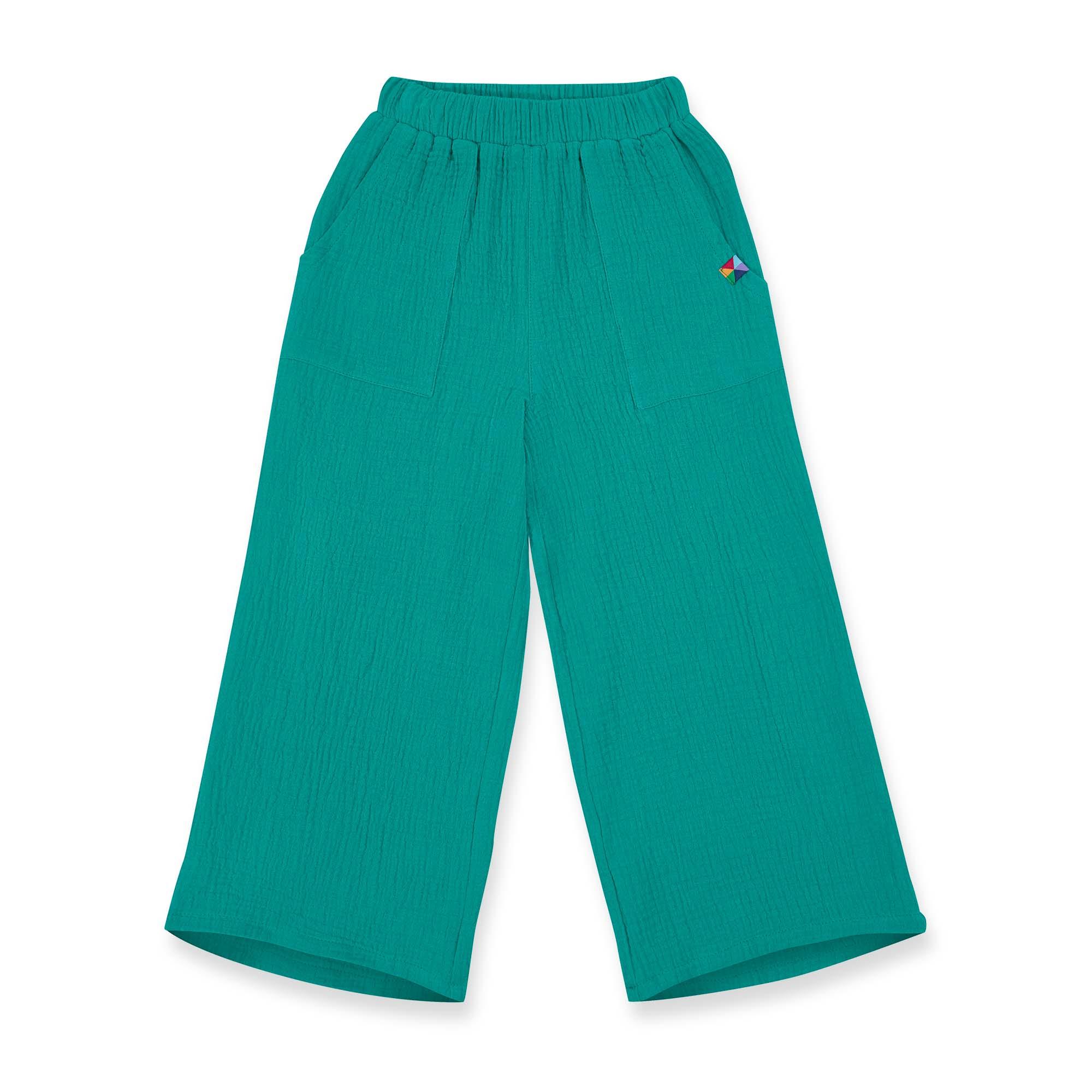 Turquoise muslin pants