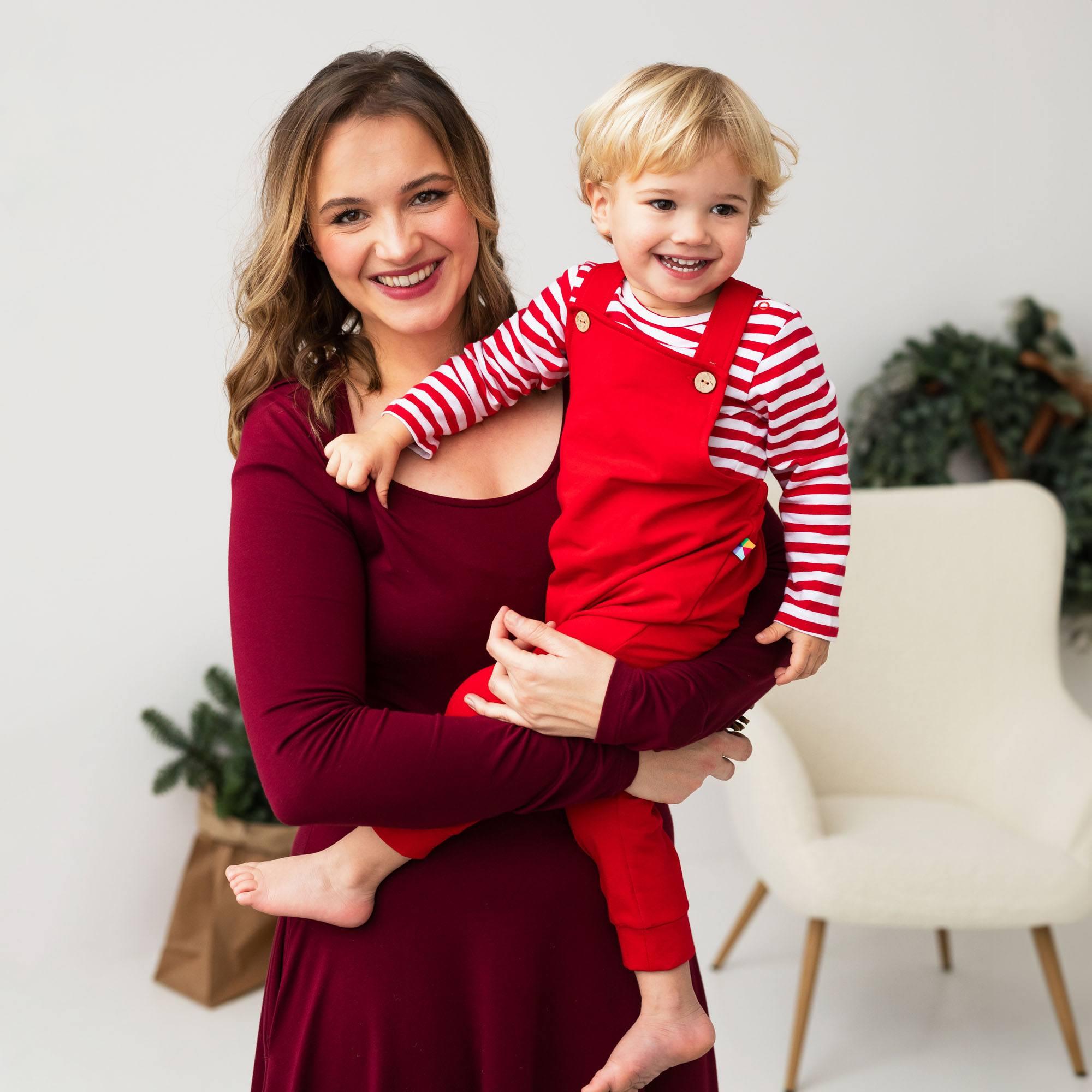 Red stripes long sleeve bodysuit