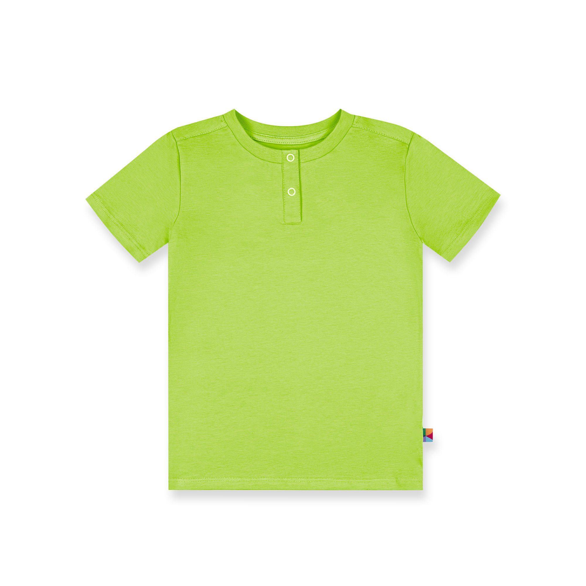 Lime green round neck button-up shirt