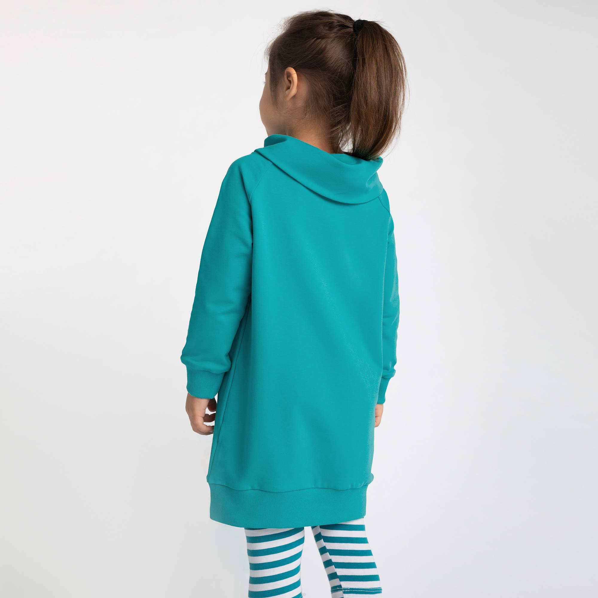 Turquoise long funnel neck pullover sweatshirt