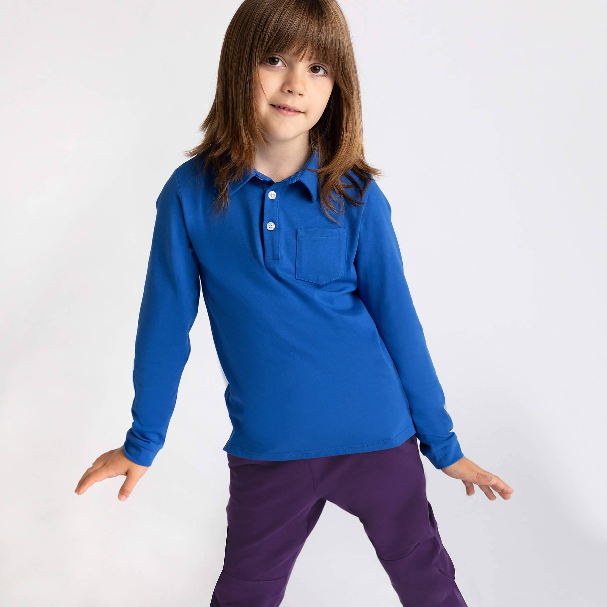 Blue long sleeve polo shirt