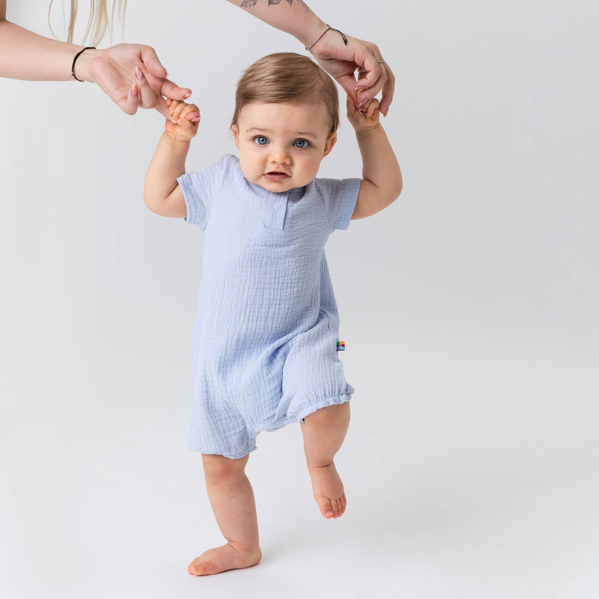 Light blue muslin romper Baby