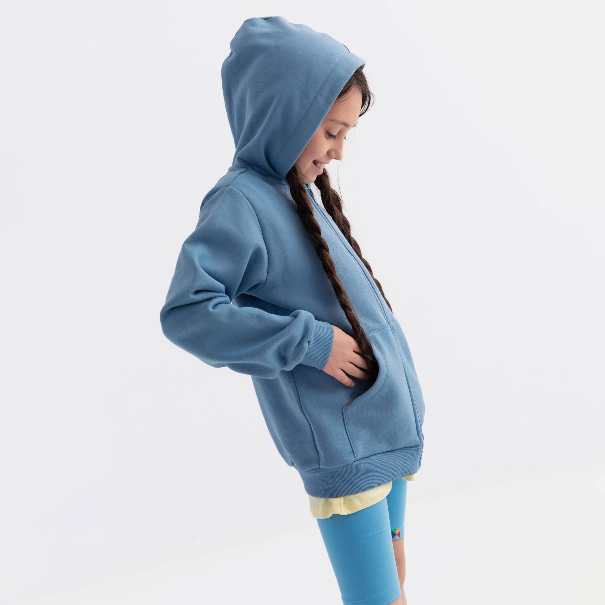 Sky blue zip-up fleece jacket