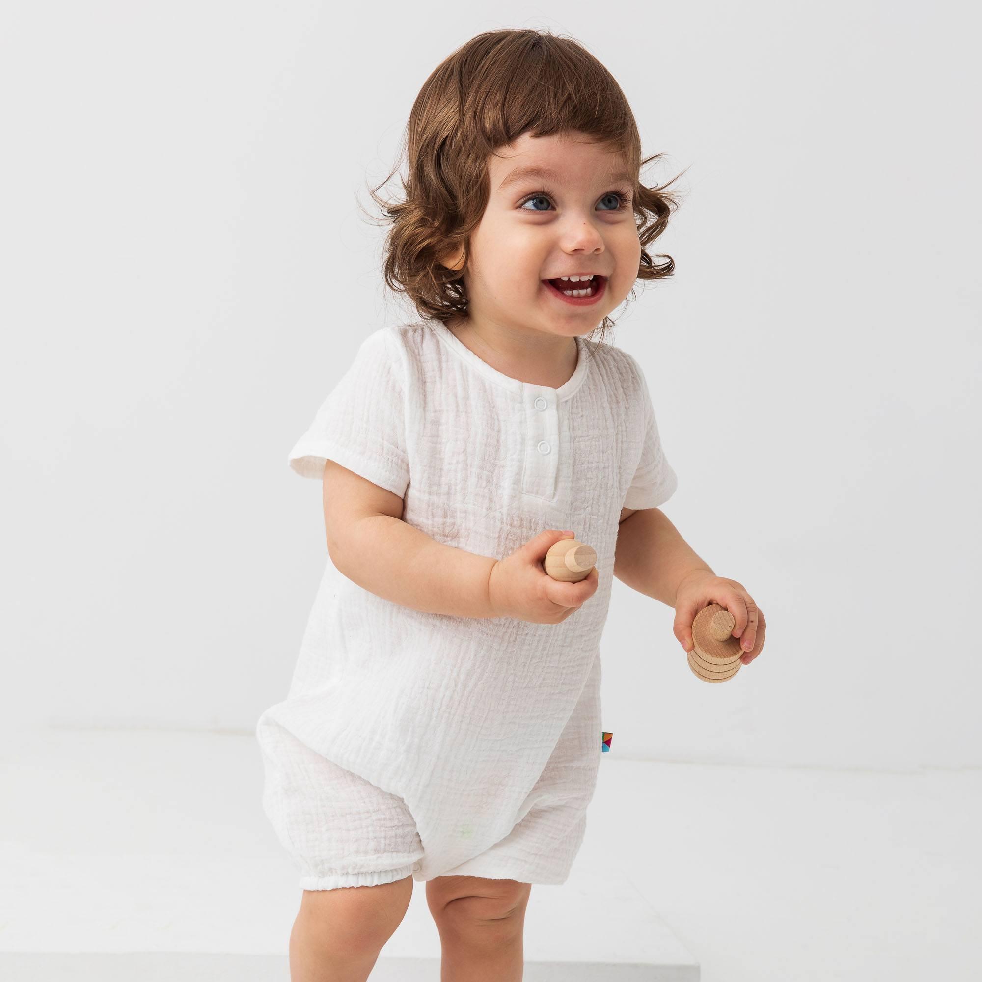 White muslin romper Baby