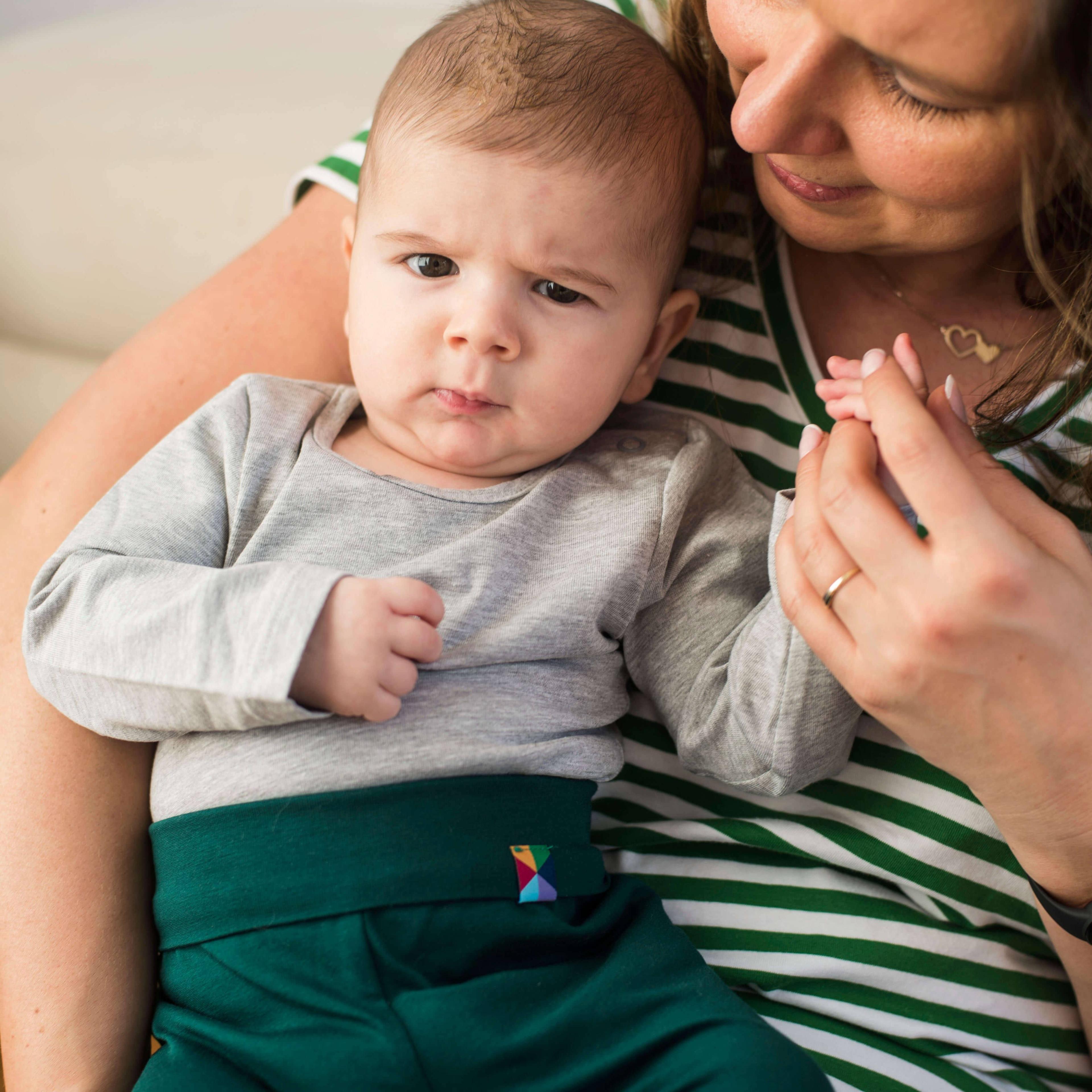 Bottle-green jersey pants