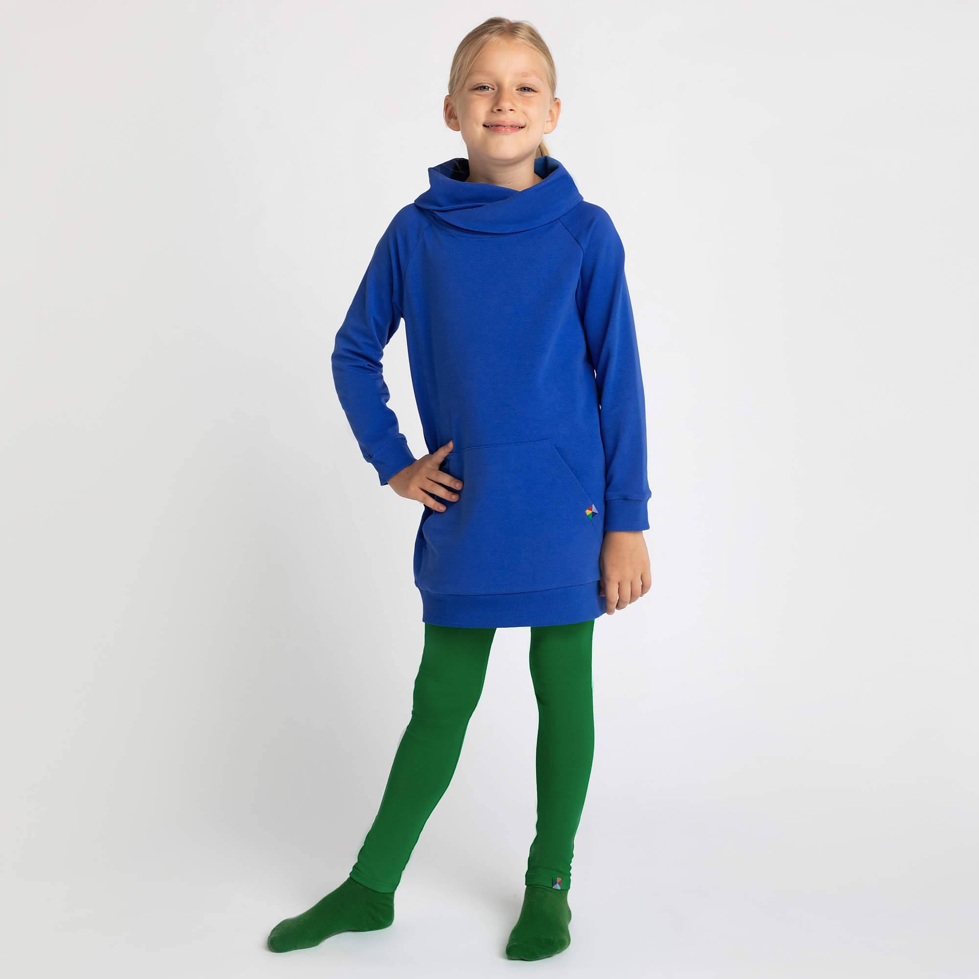 Blue long funnel neck pullover sweatshirt