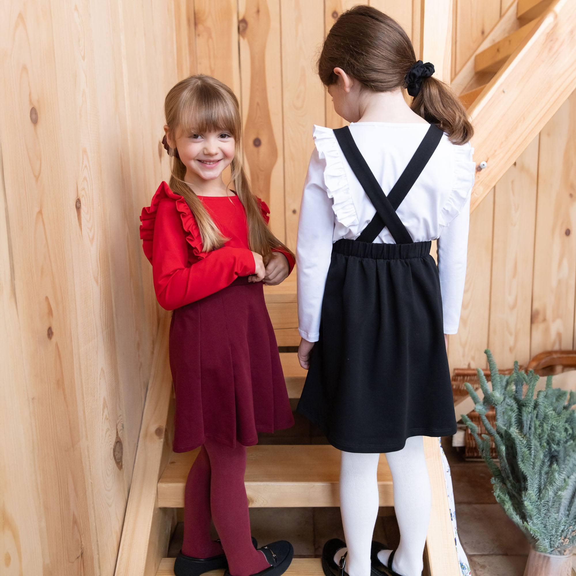 Burgundy skirt with detachable suspenders