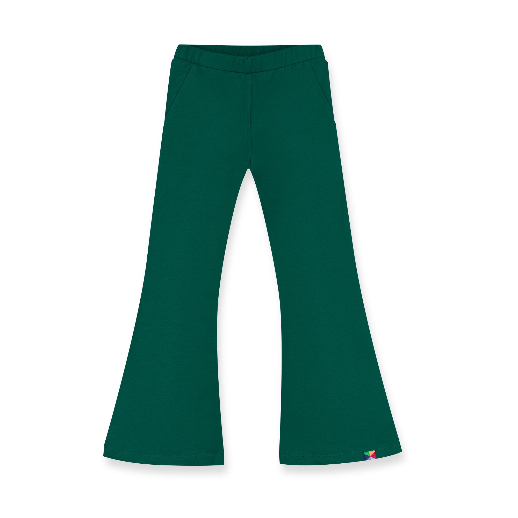 Bottle-green flared pants