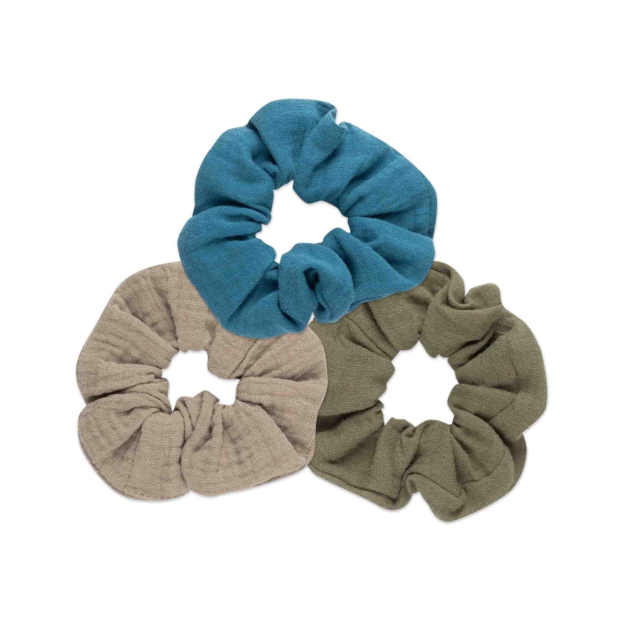 Blue muslin scrunchie set