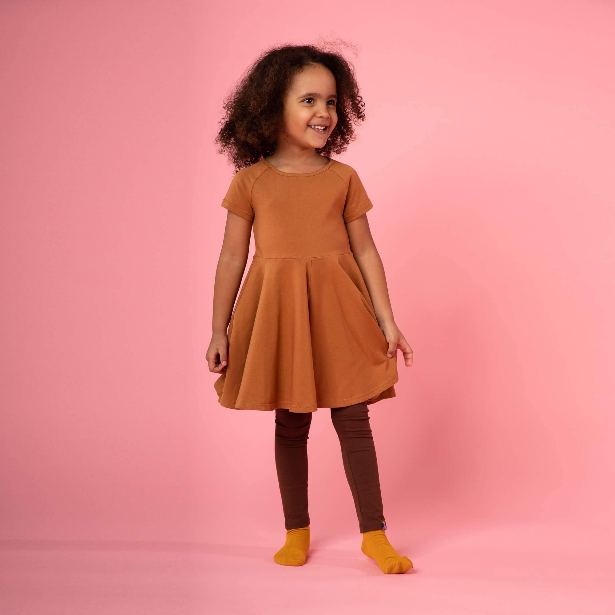 Caramel short sleeve dress