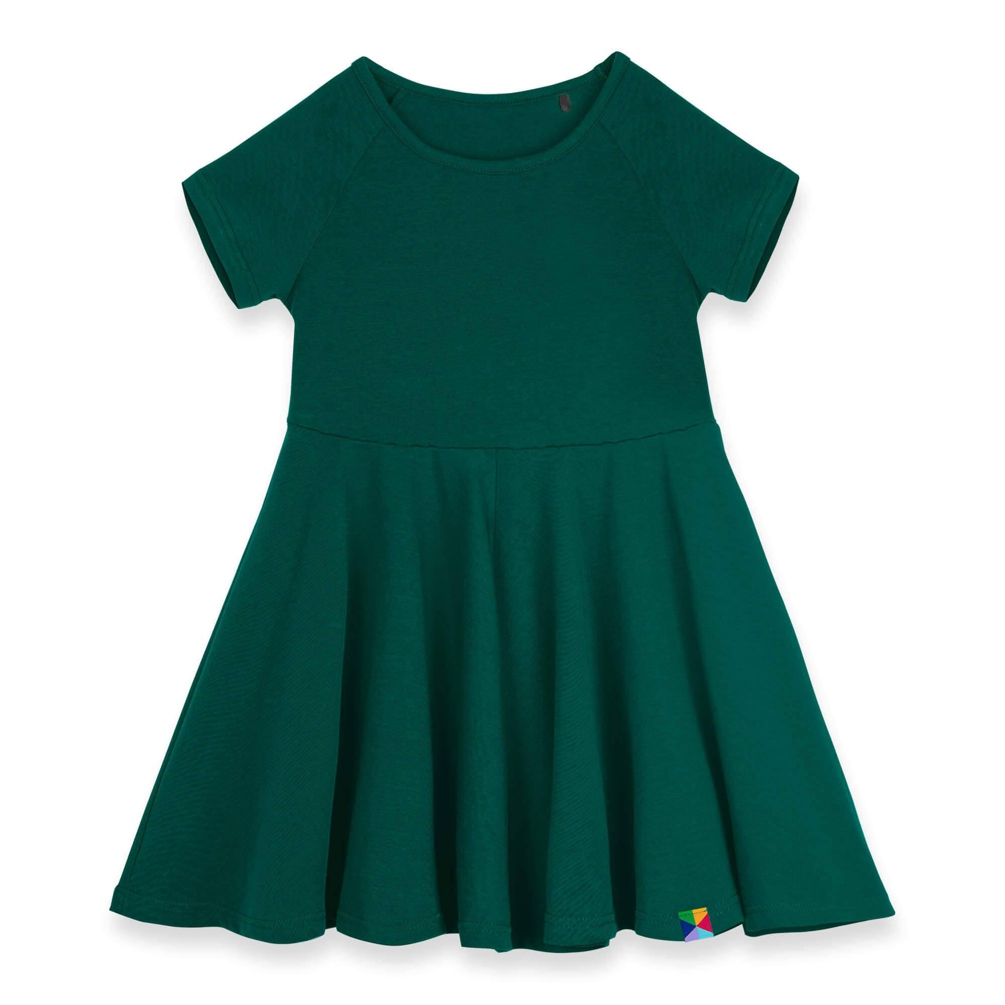 Bottle-green short sleeve dress