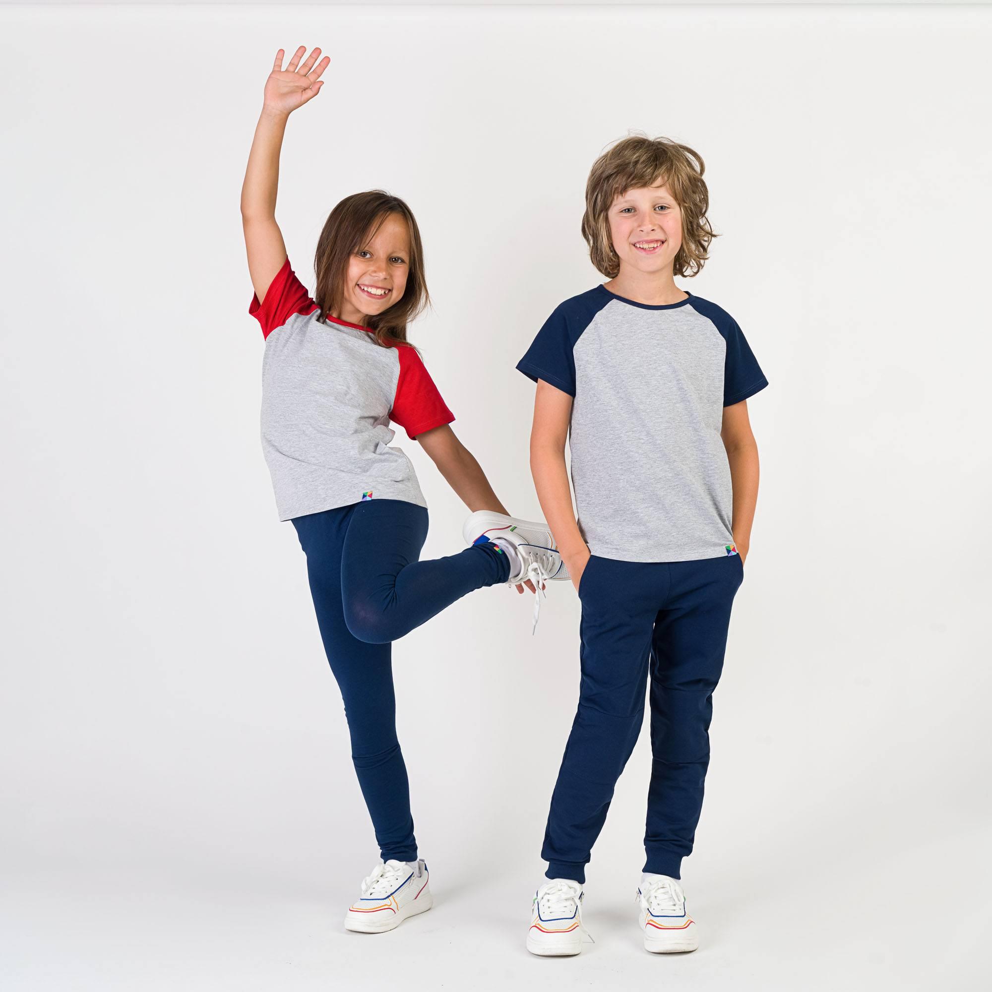 Grey - red short sleeve baseball shirt