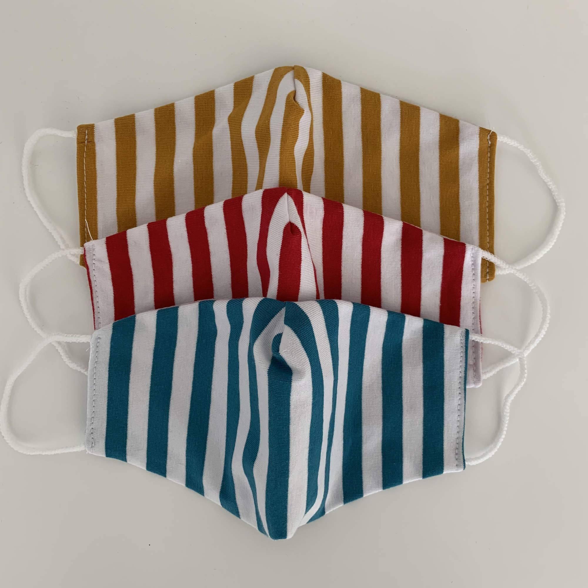 Mustard stripes cotton face mask