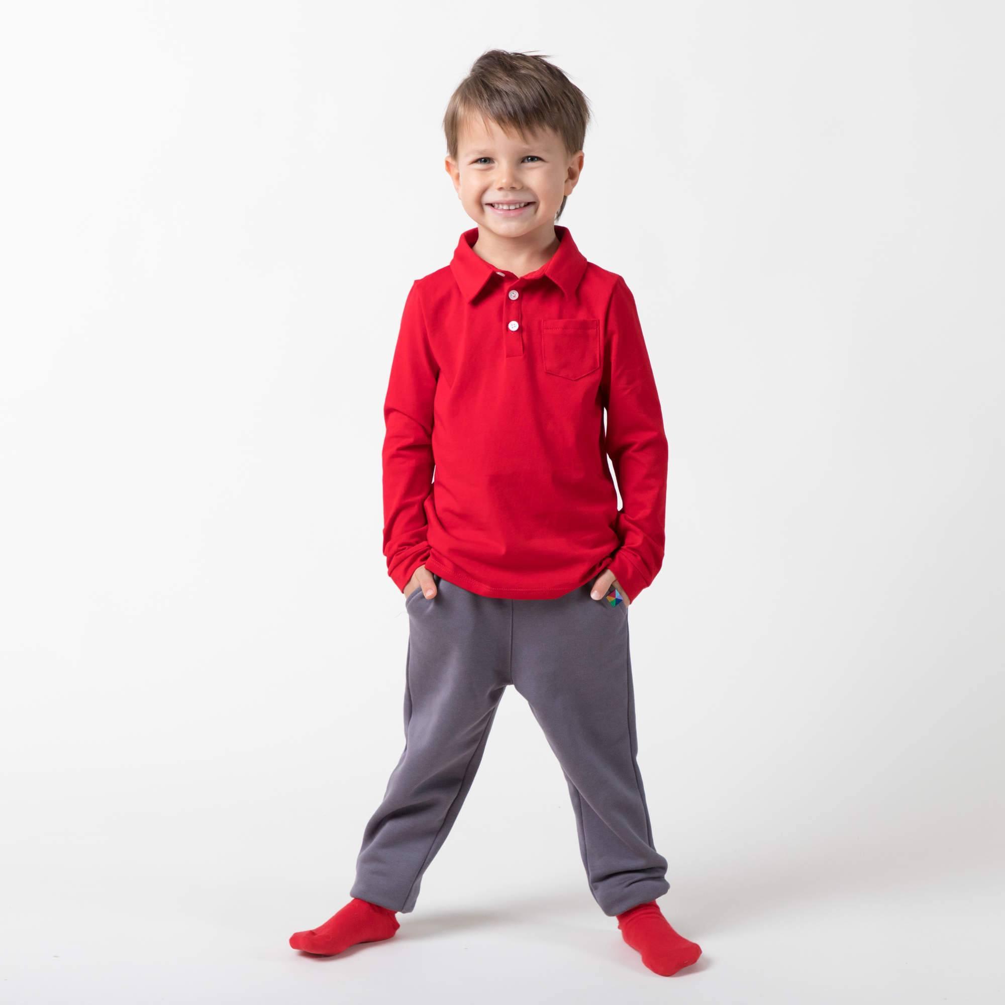 Red long sleeve polo shirt