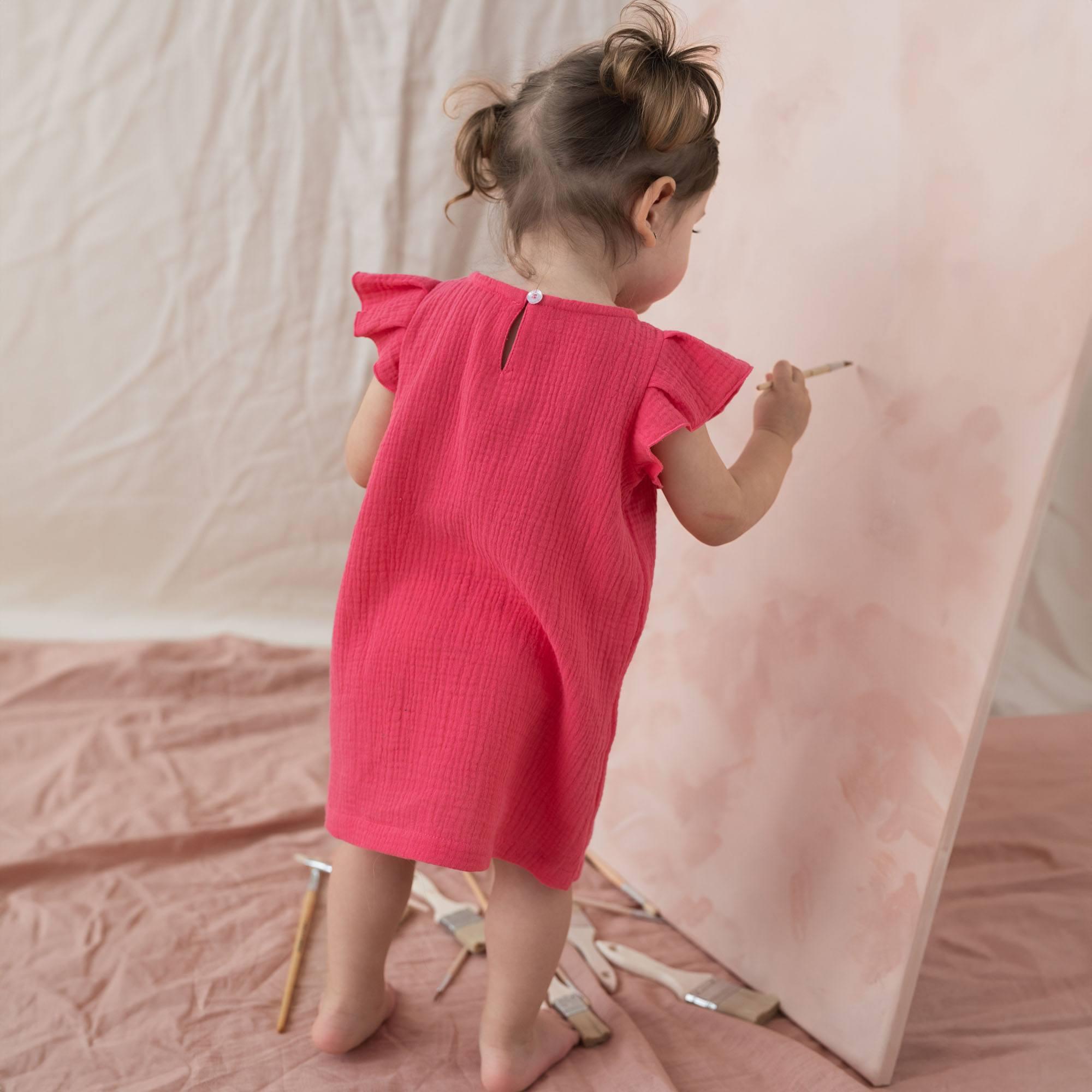 Coral muslin dress Baby