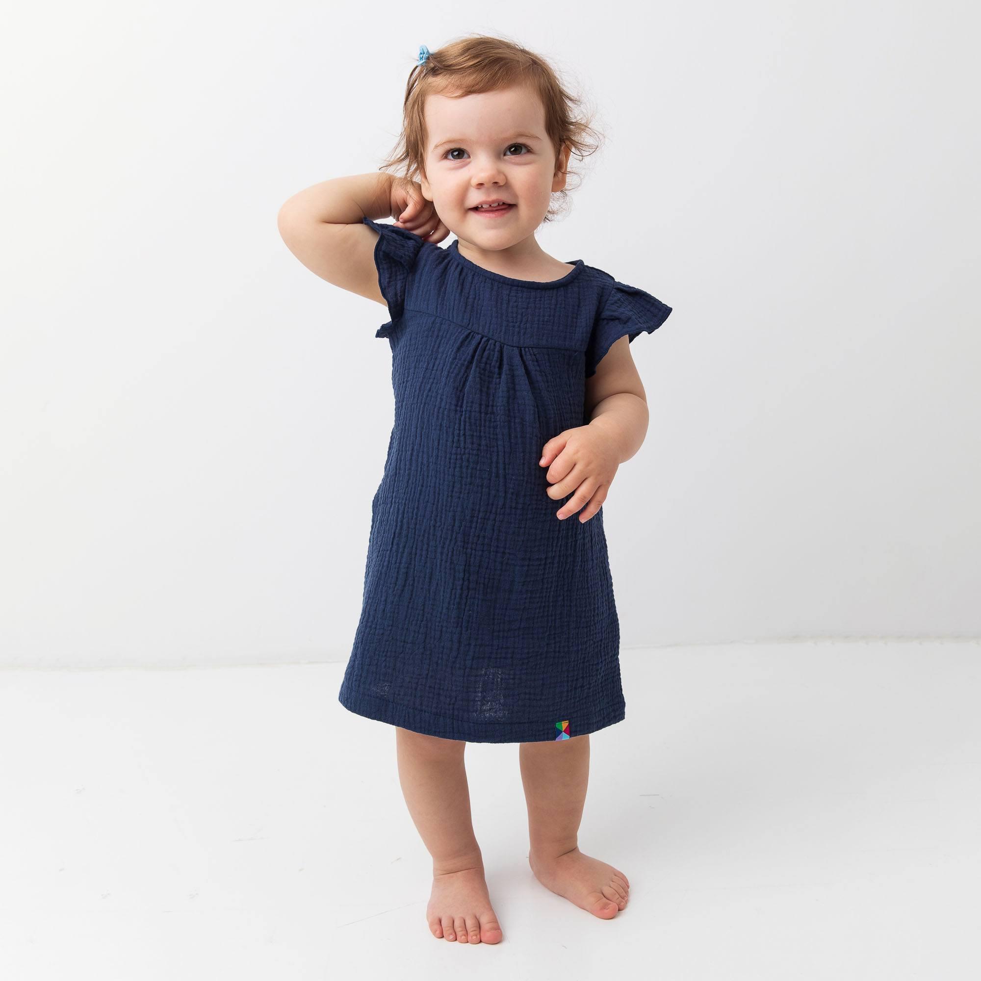 Navy blue muslin dress Baby