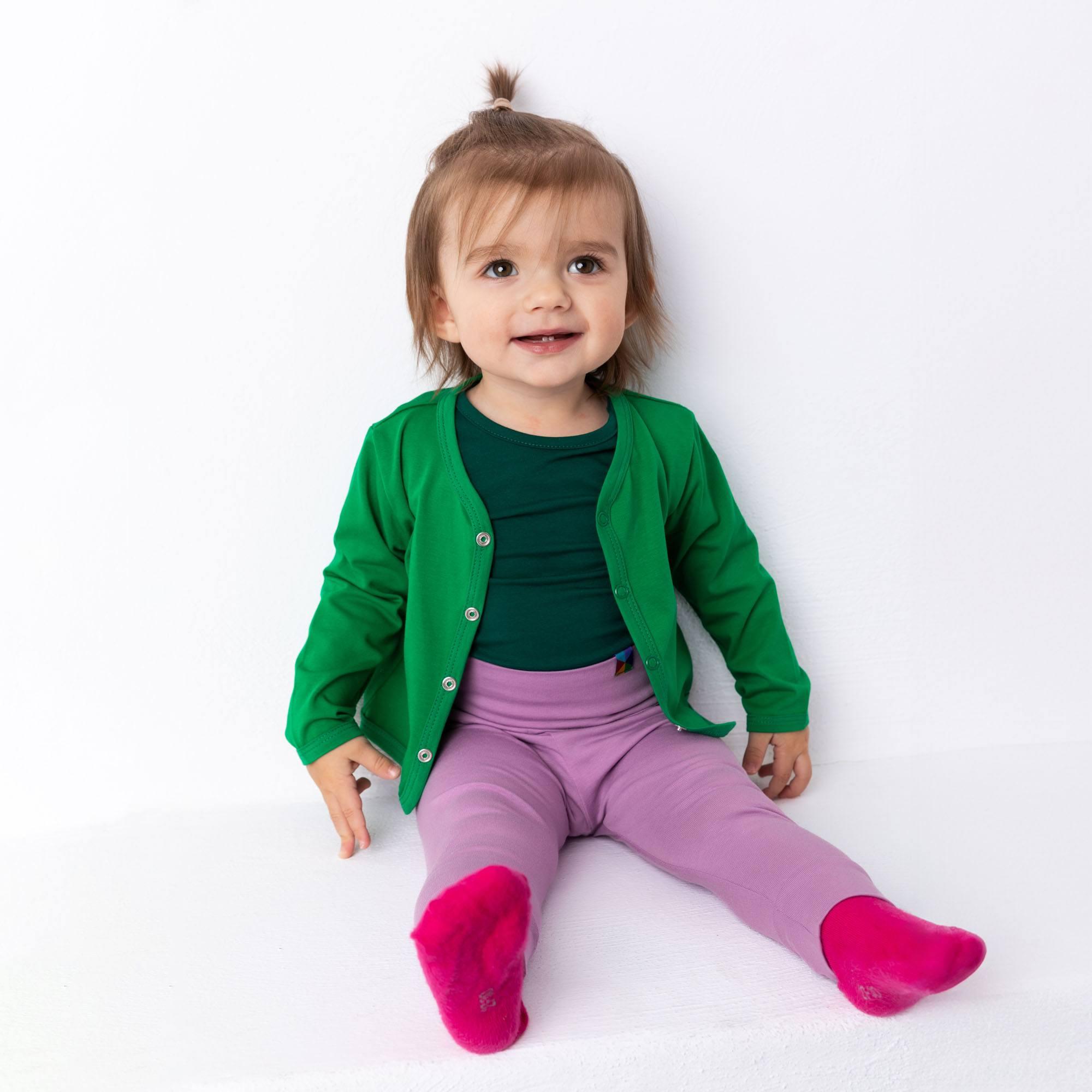 Green button-front cardigan