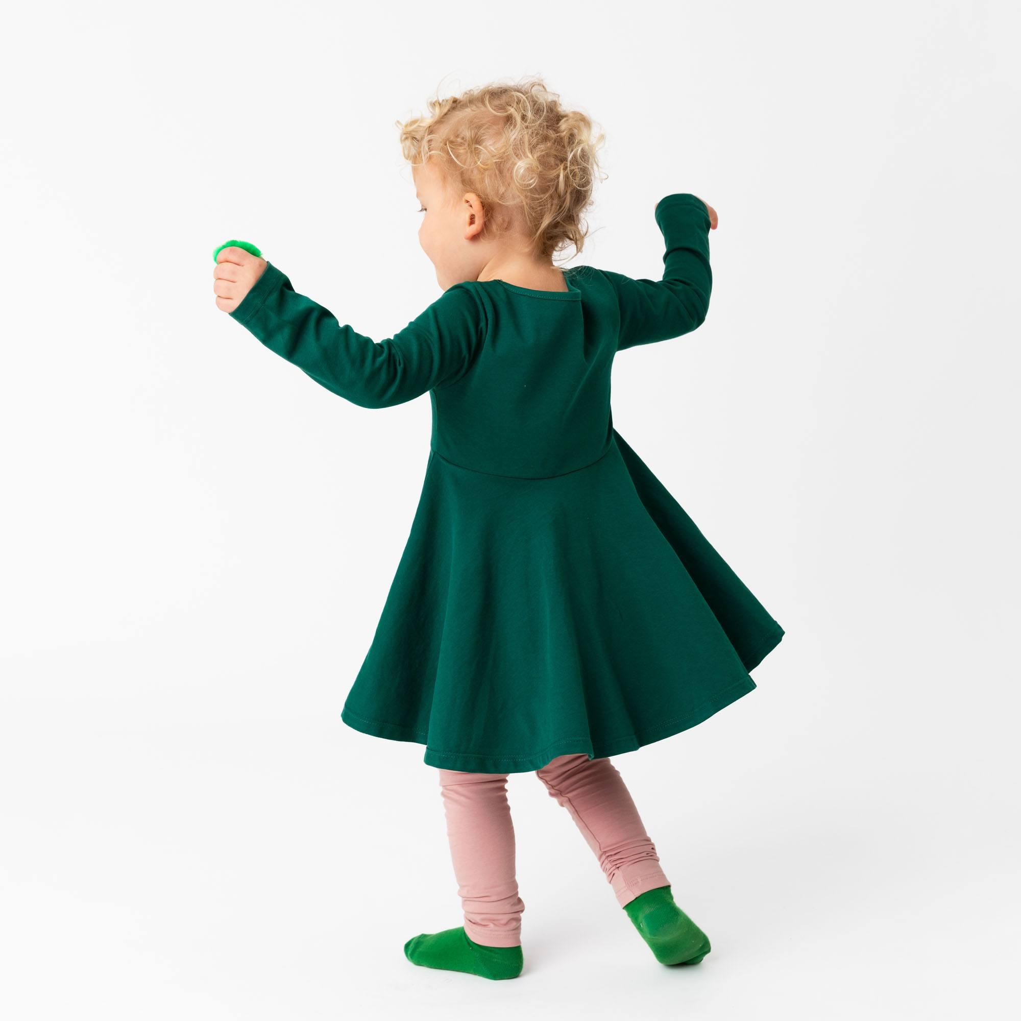 Bottle-green long sleeve dress Baby