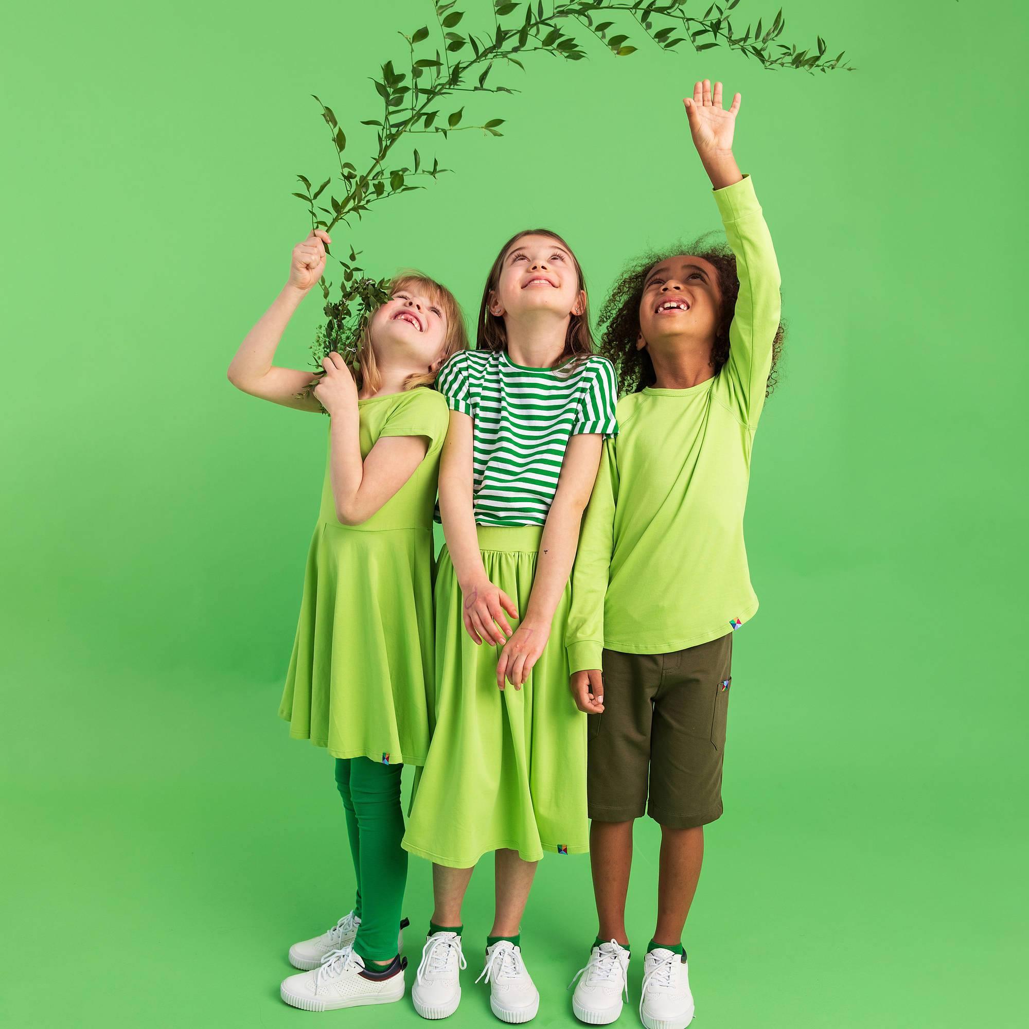 Lime green midi skirt with pockets