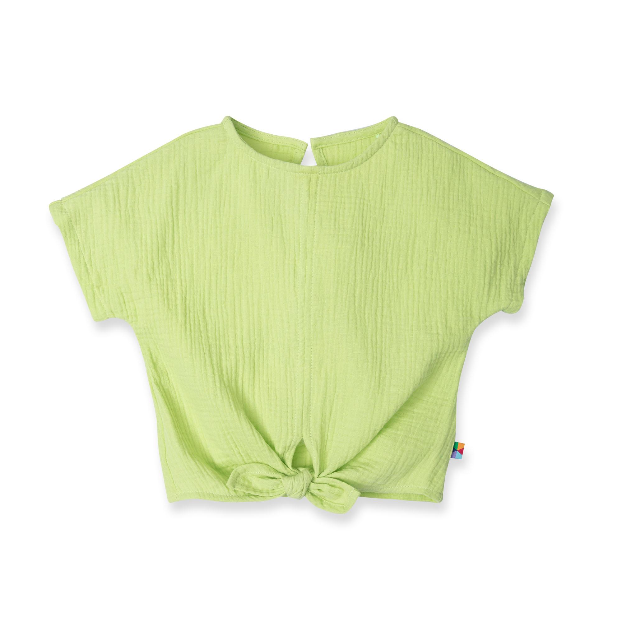 Lime muslin tied blouse