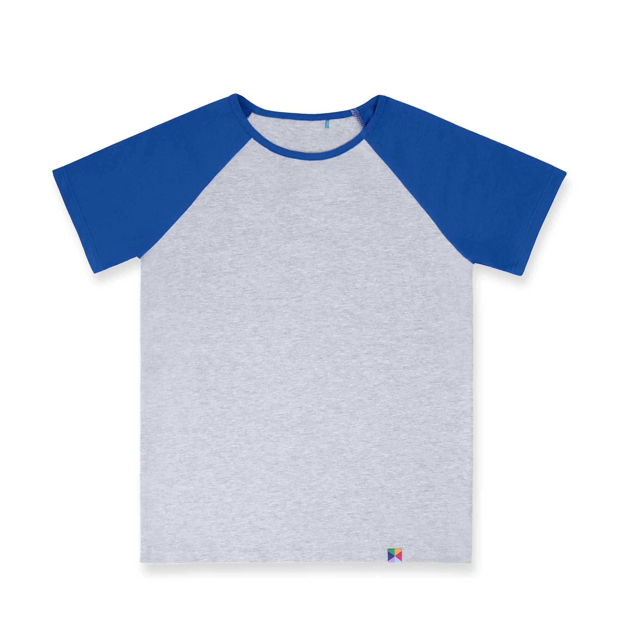 Grey - blue short sleeve baseball shirt