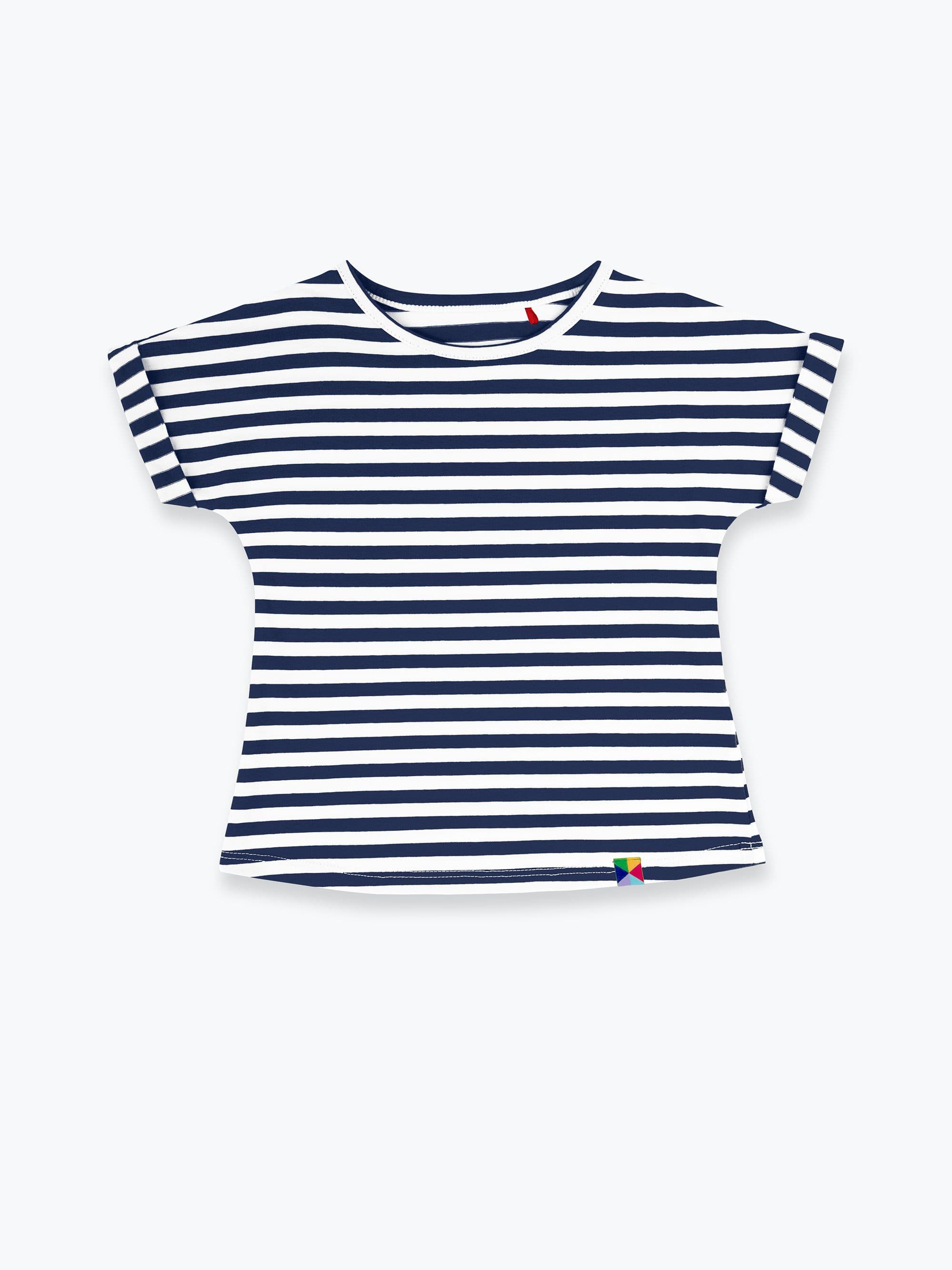 Navy blue stripes crew neck shirt