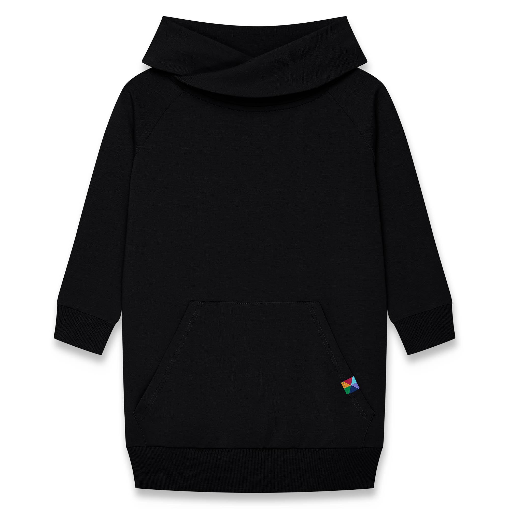 Black long funnel neck pullover sweatshirt