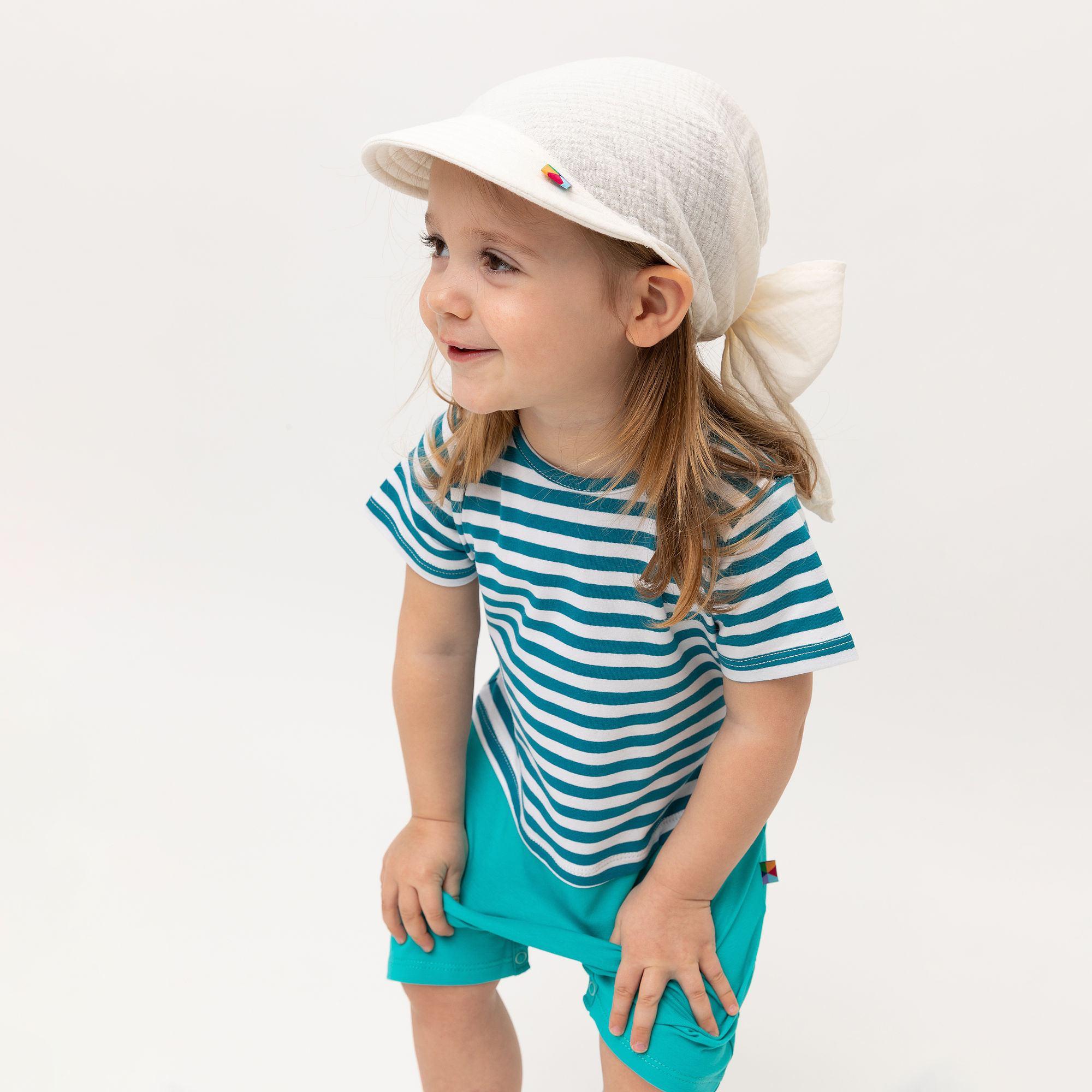 Turquoise stripes striped short sleeve romper Baby