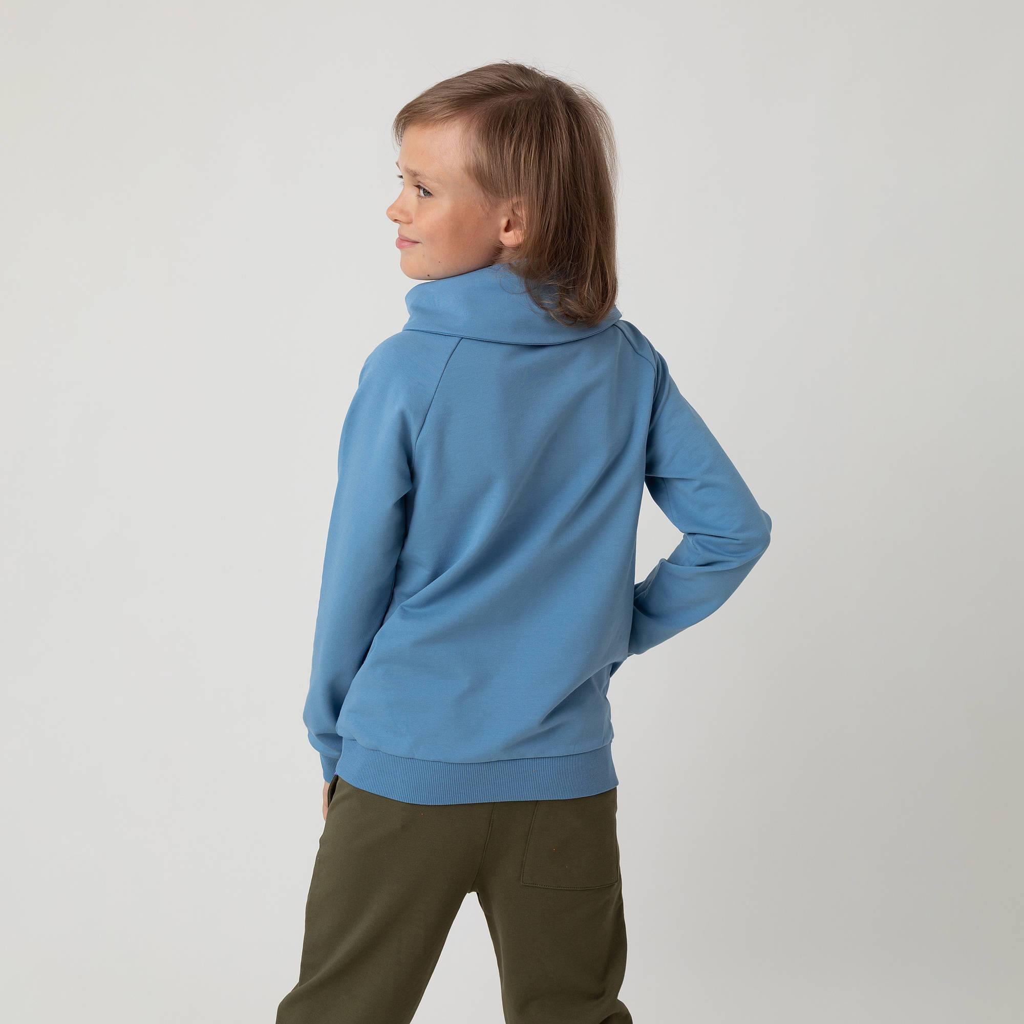 Sky blue funnel neck pullover sweatshirt