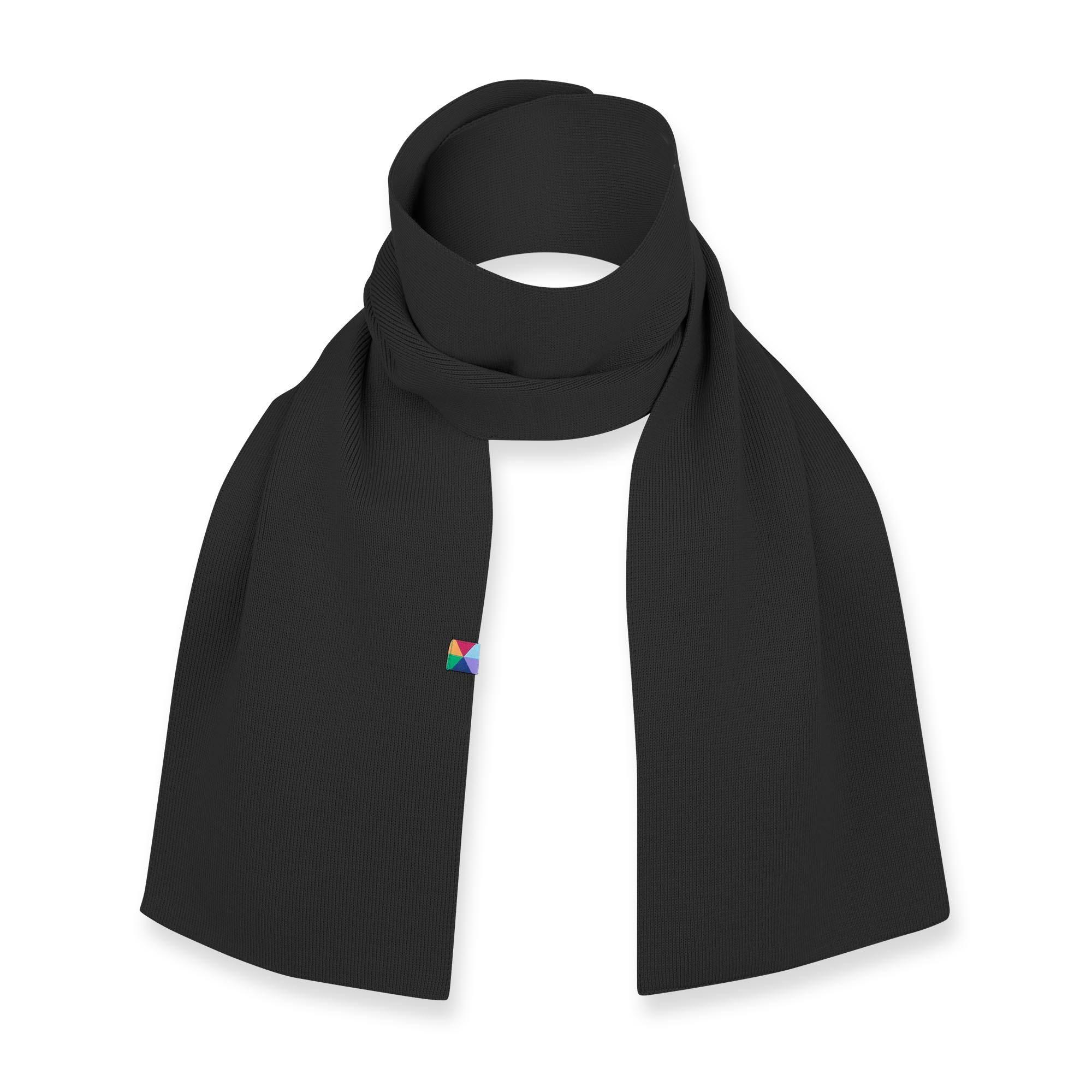 Black fine knit merino wool scarf kids