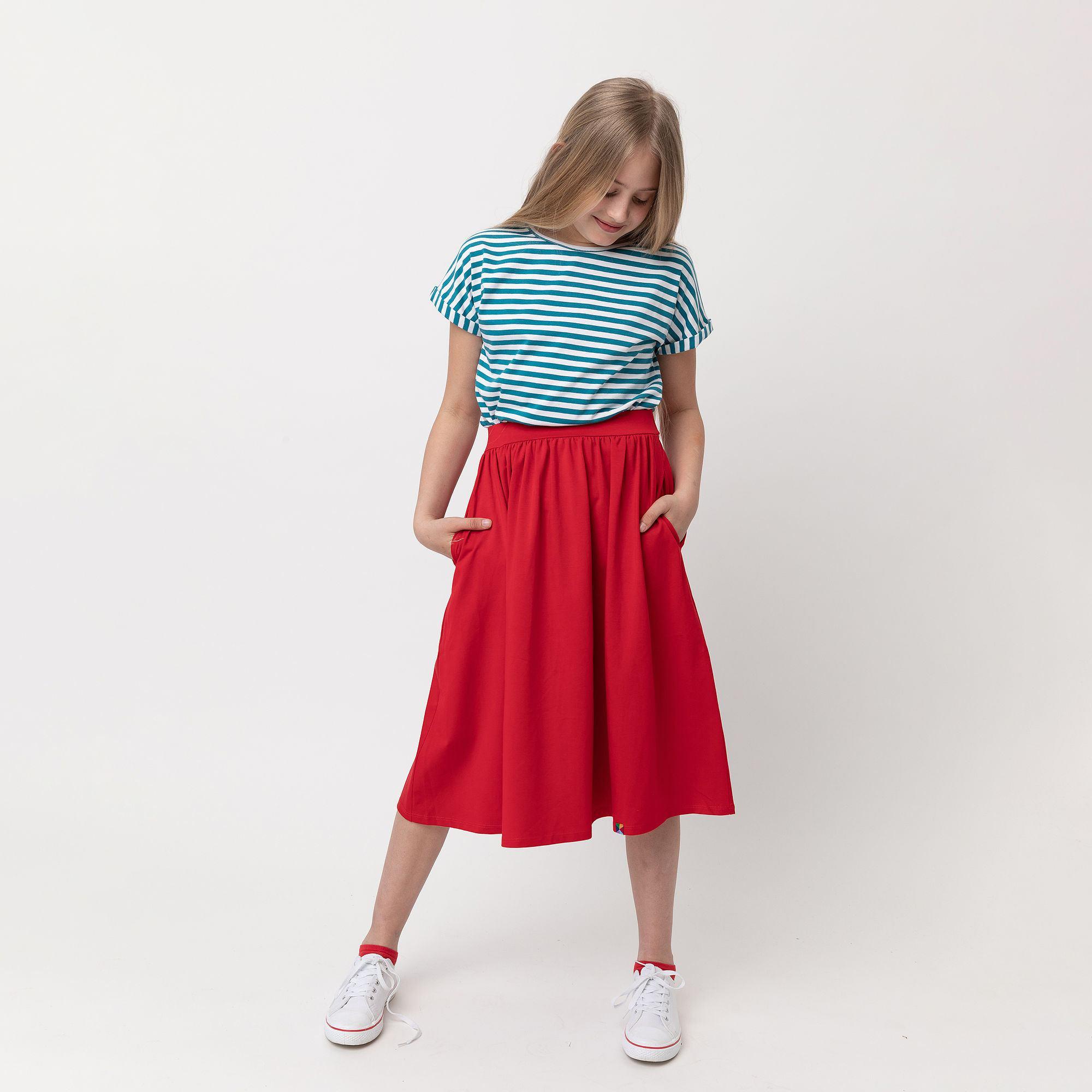 Red midi skirt with pockets Junior