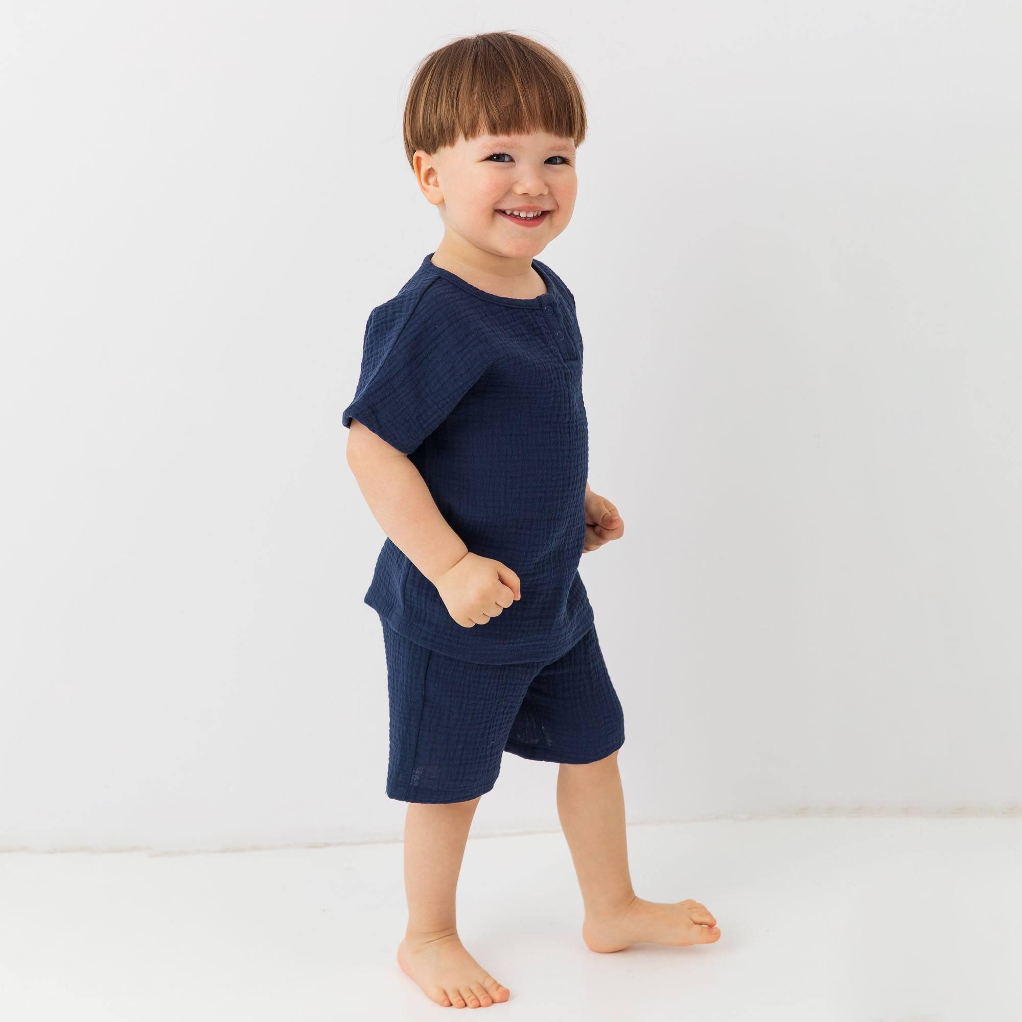 Navy blue muslin shorts Baby