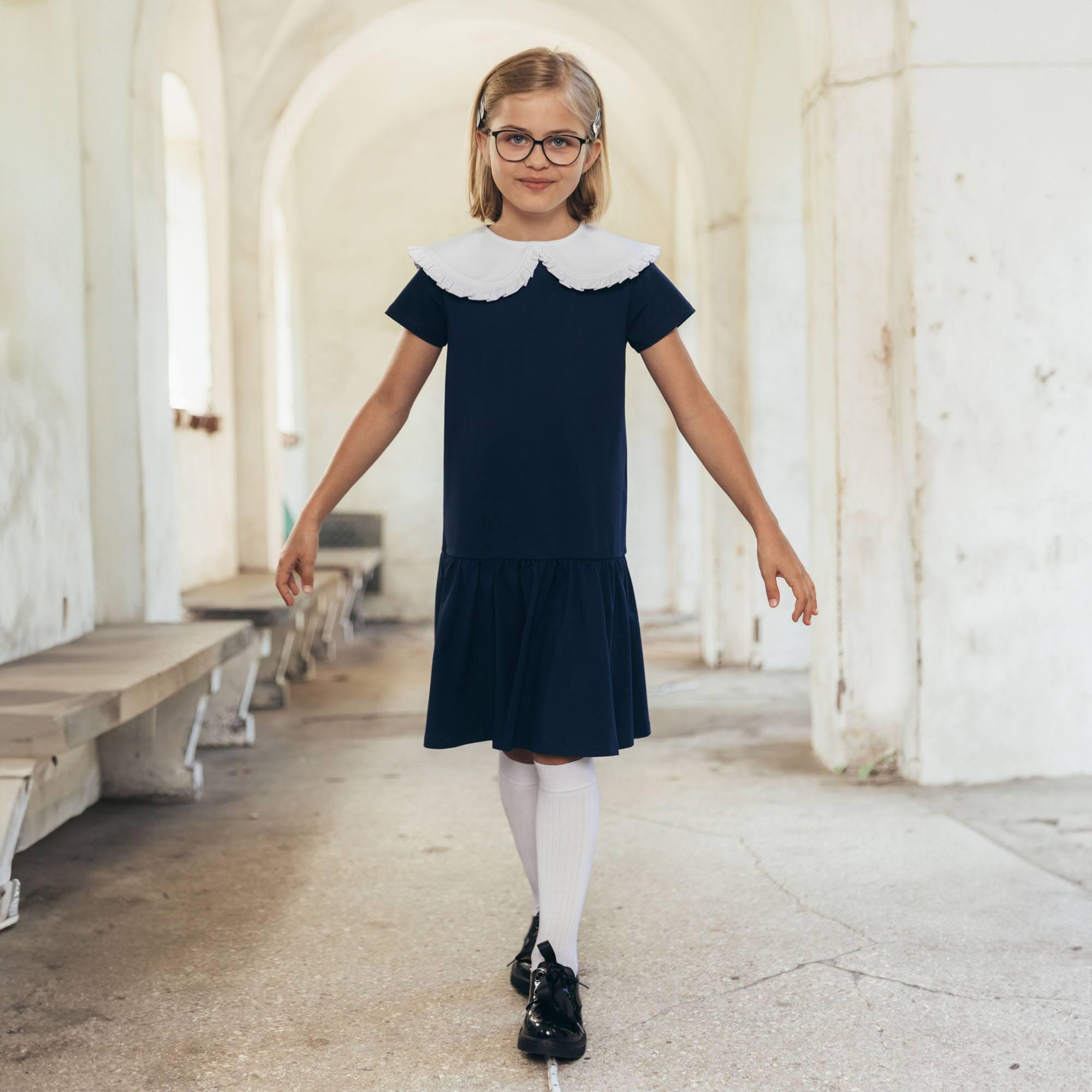 Navy blue frill dress