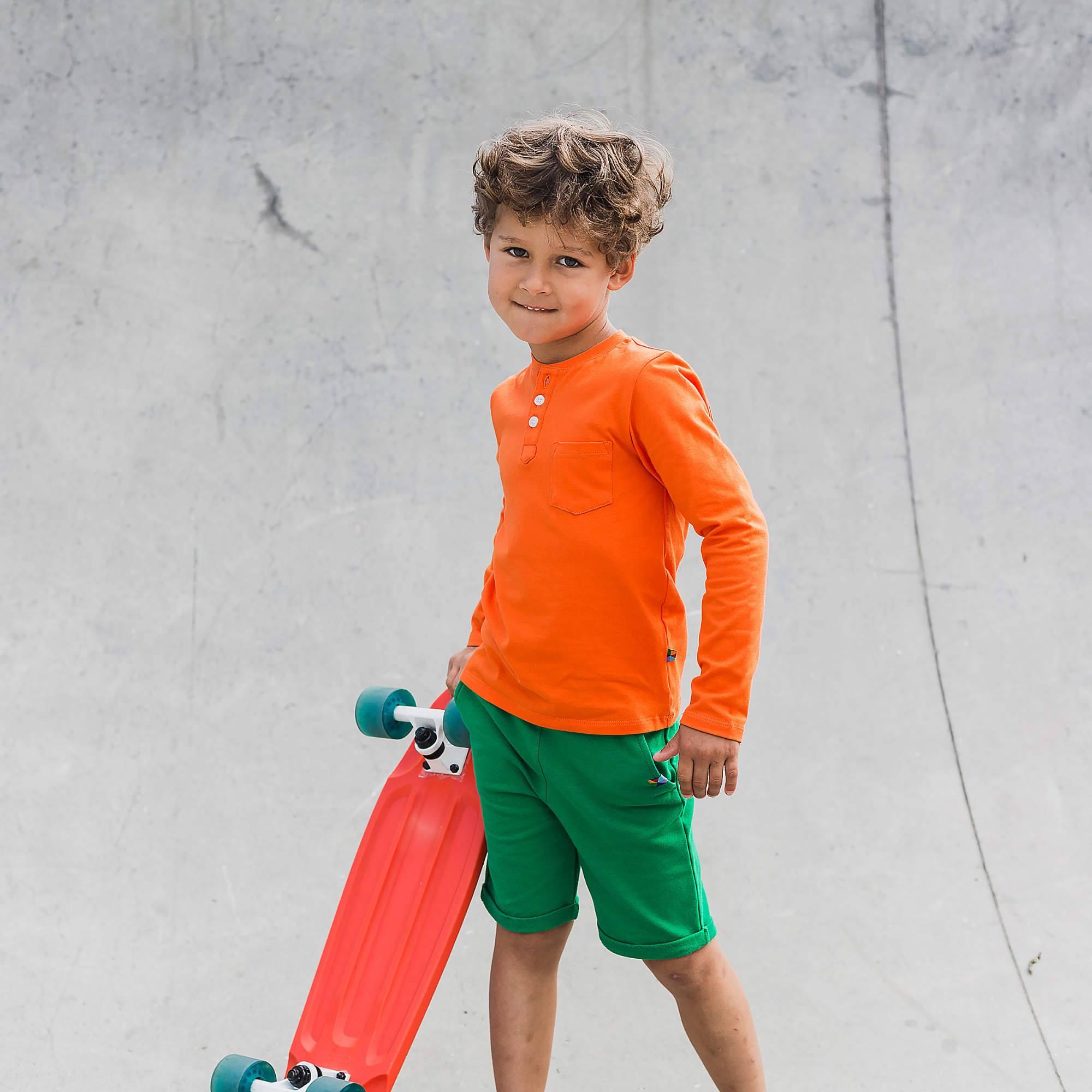 Orange henley longsleeve shirt