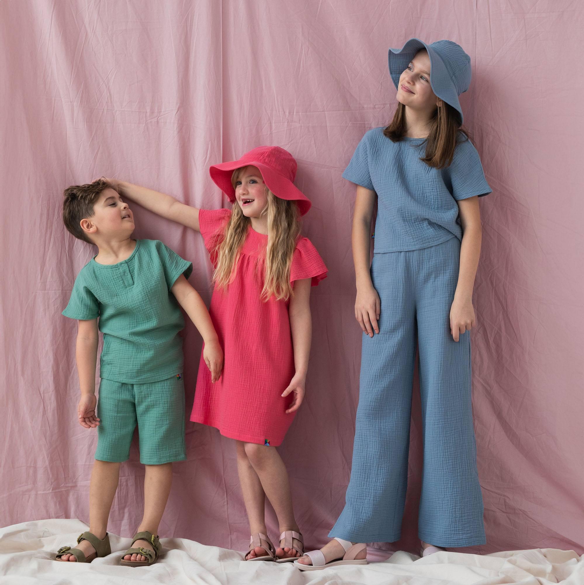 Coral muslin brimmed hat