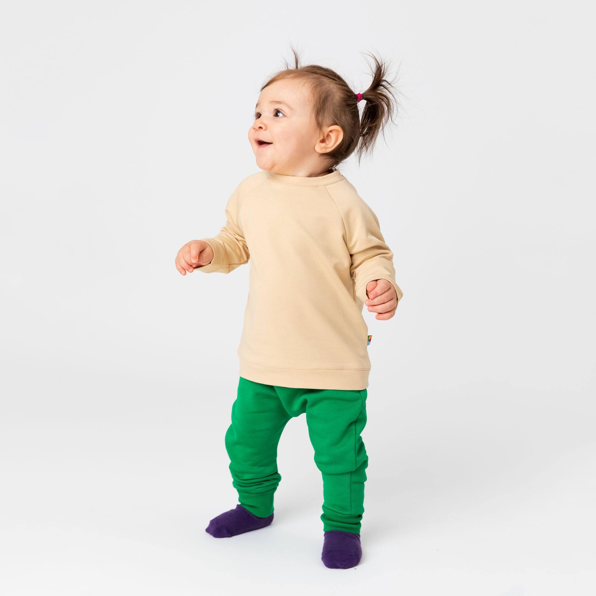 Green fleece-lined joggers Baby