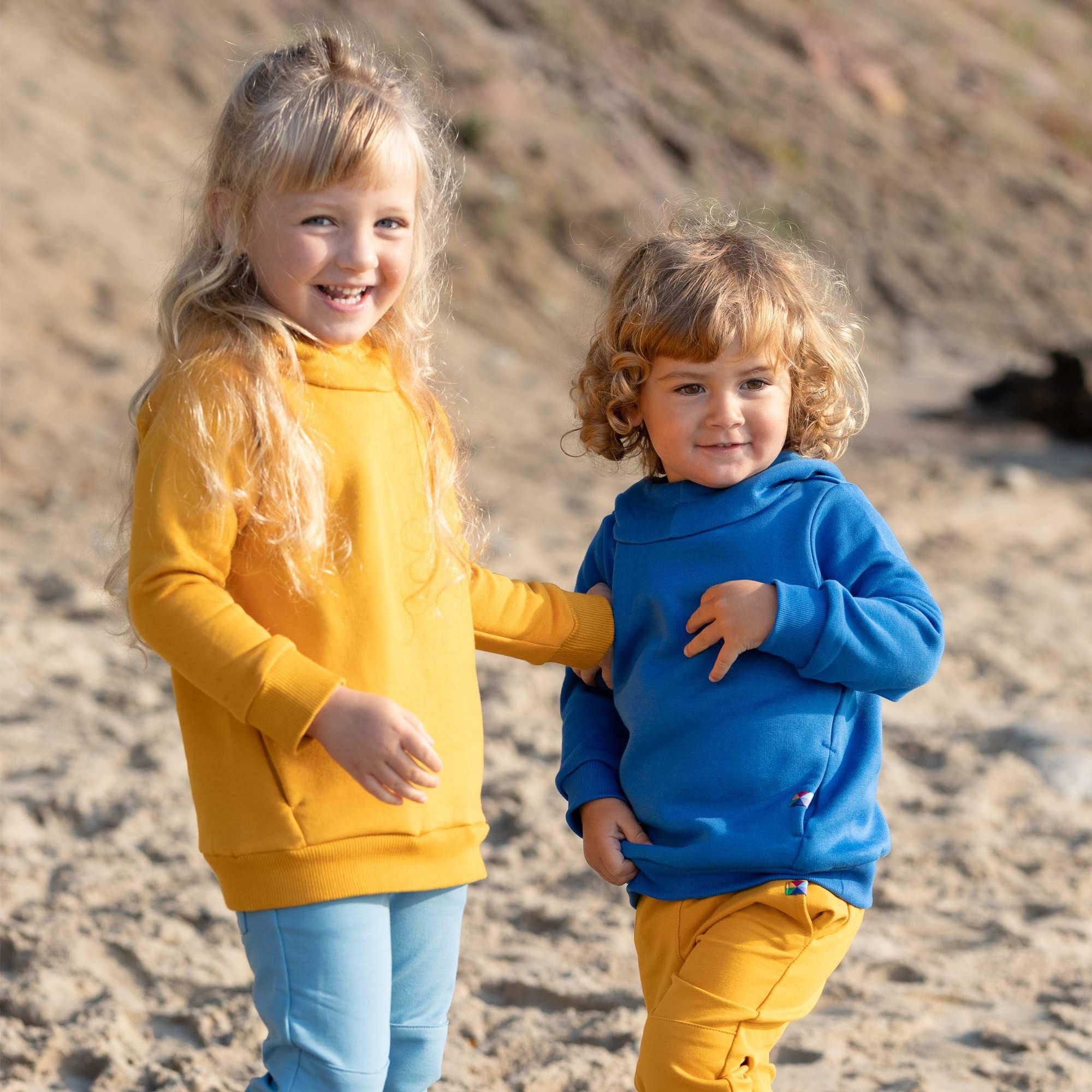 Mustard fleece-lined pullover hoodie