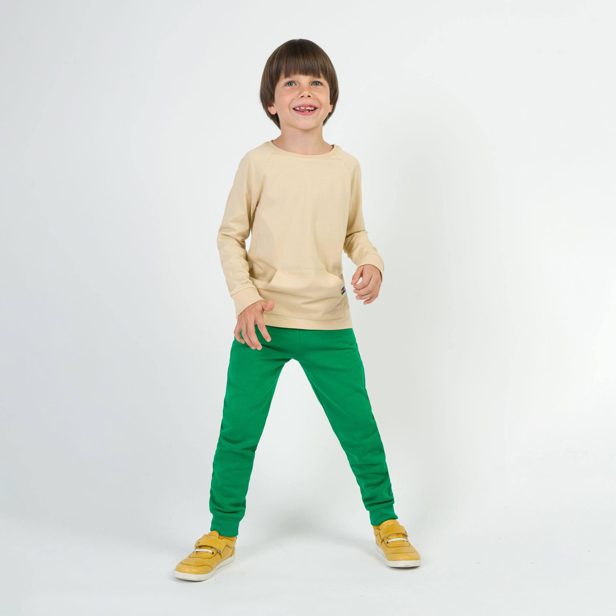 Green fleece-lined joggers kids