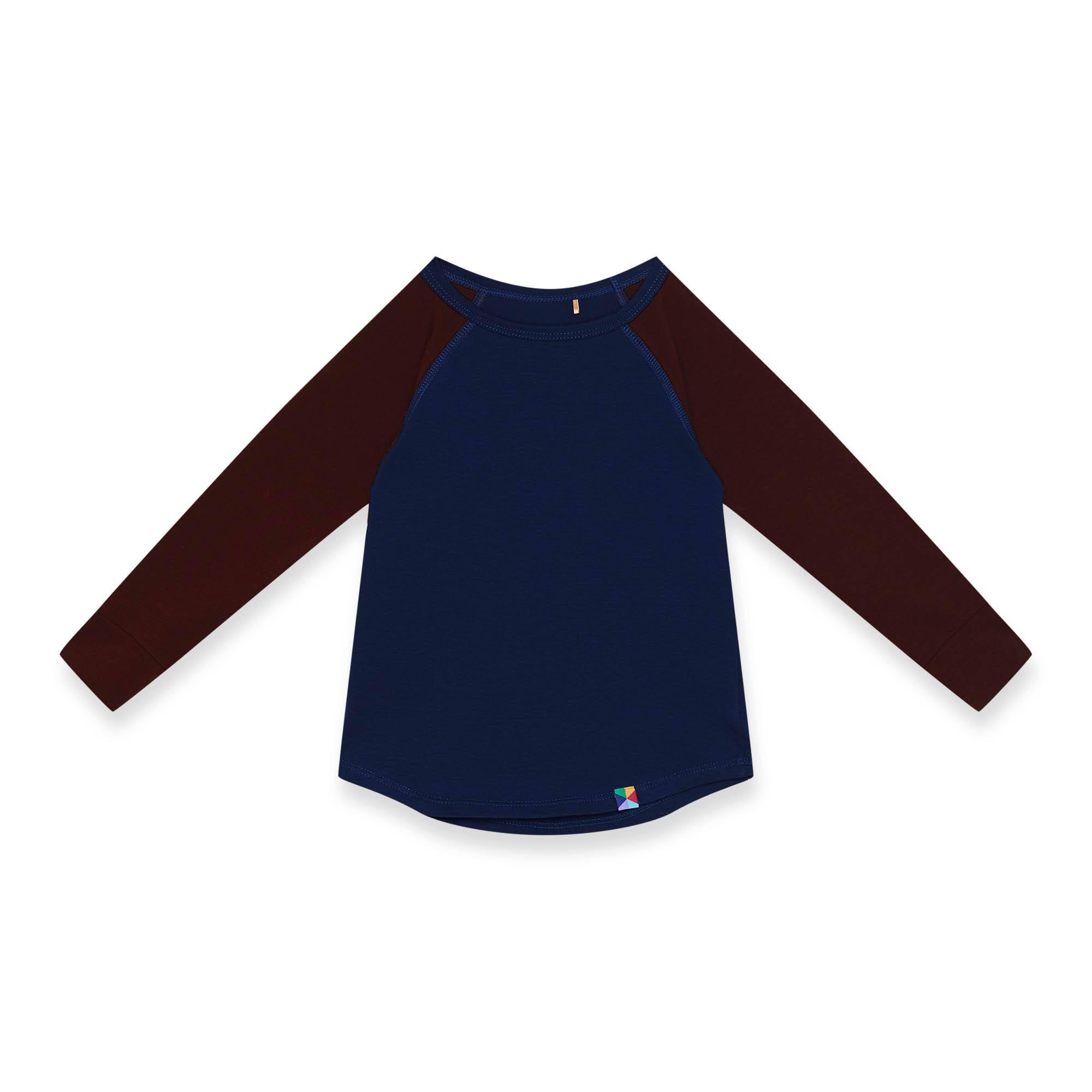 Navy blue - brown baseball longsleeve shirt