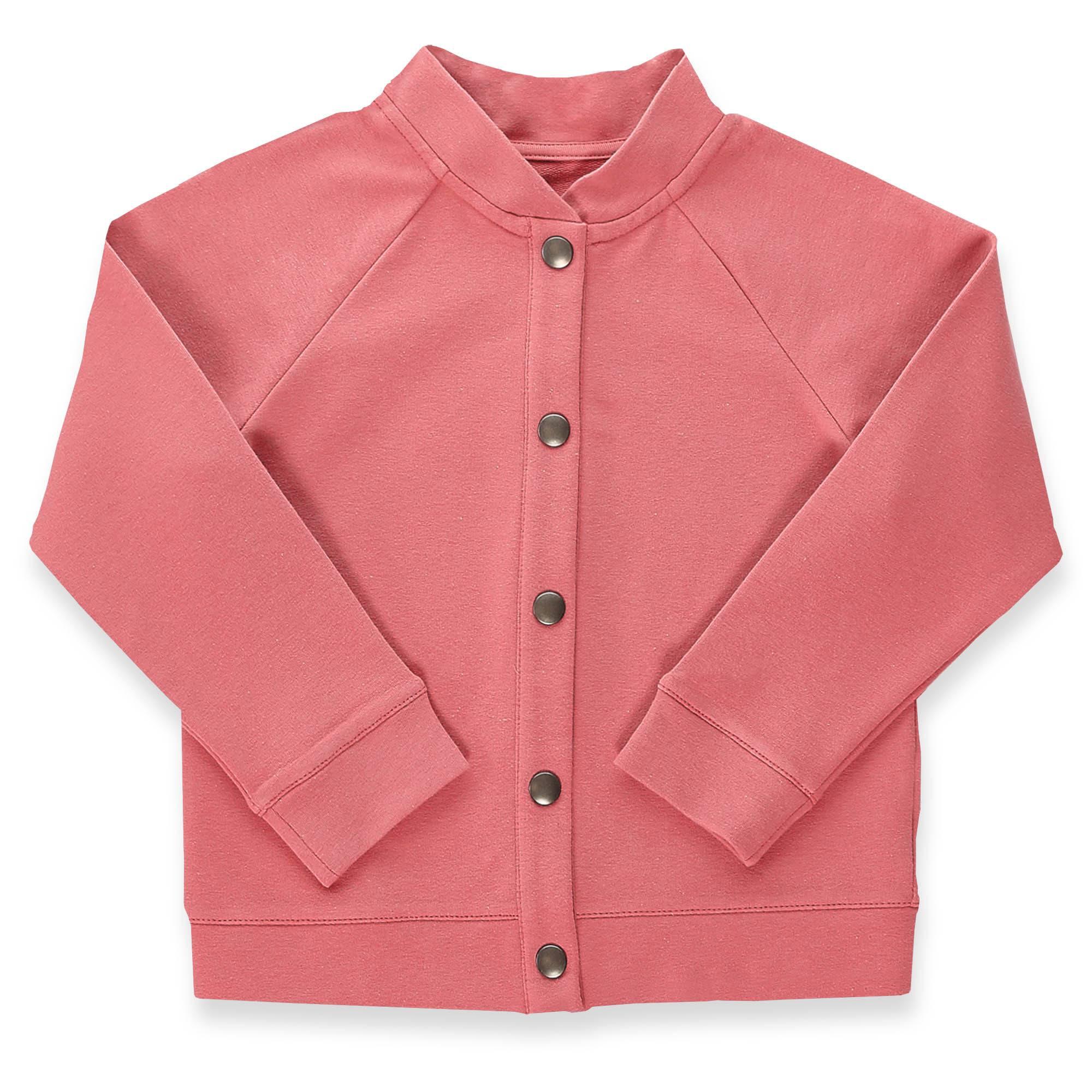 Coral button-up bomber jacket