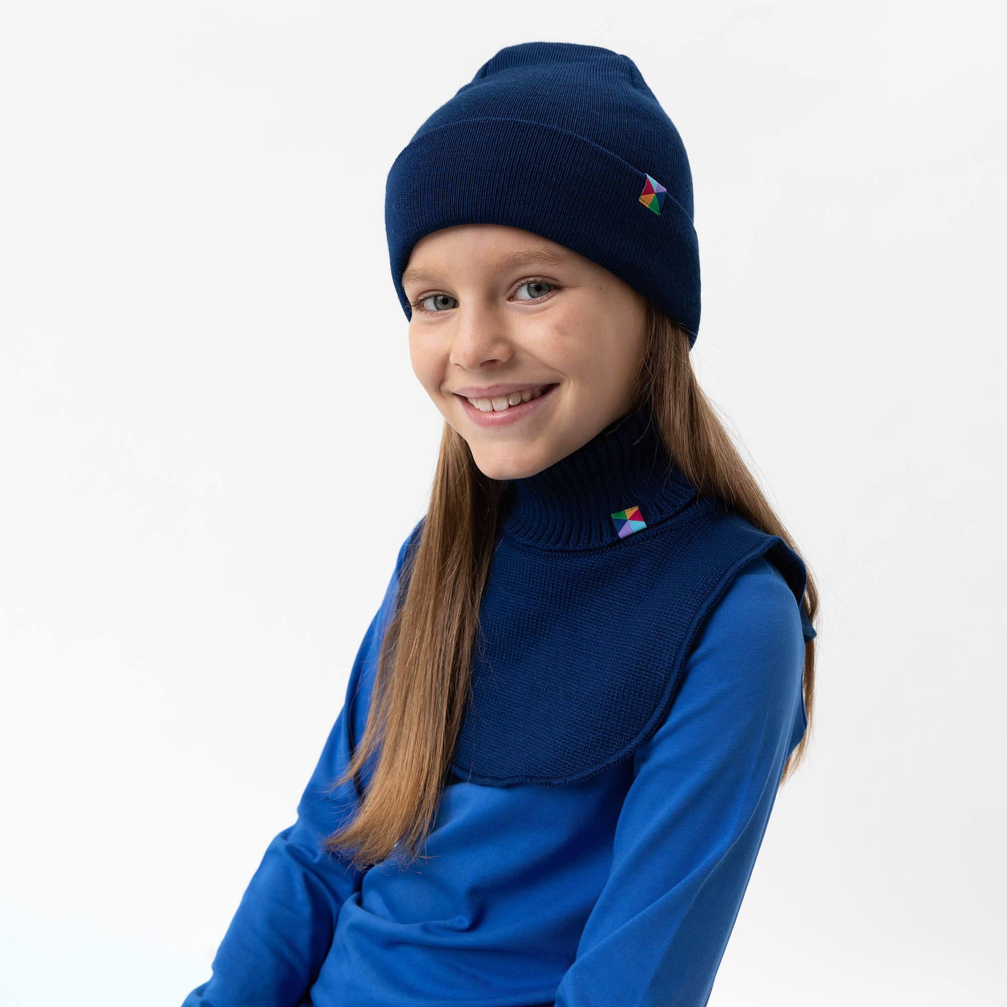 Navy blue merino wool neck warmer kids