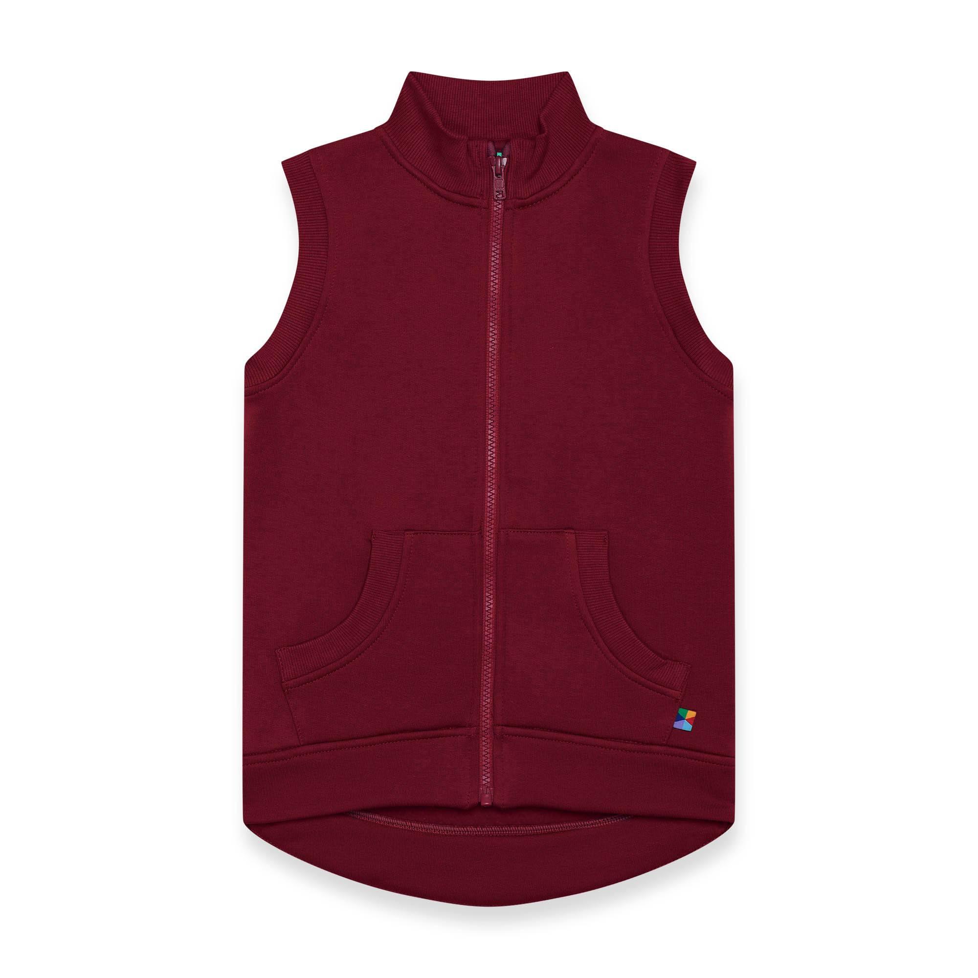 Burgundy zip-up vest