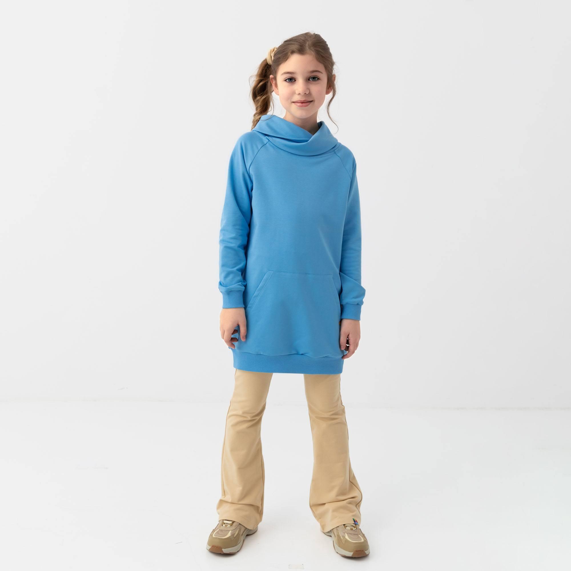 Pastel blue long funnel neck pullover sweatshirt